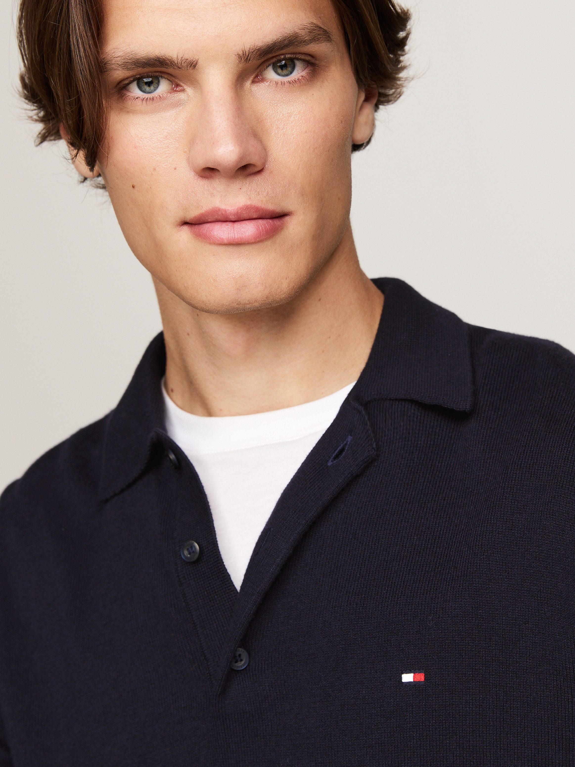 Tommy Hilfiger Polokragenpullover PIMA ORG CTN CASHMERE LS Flag-Stickerei auf Brust – Bild 5 von 5