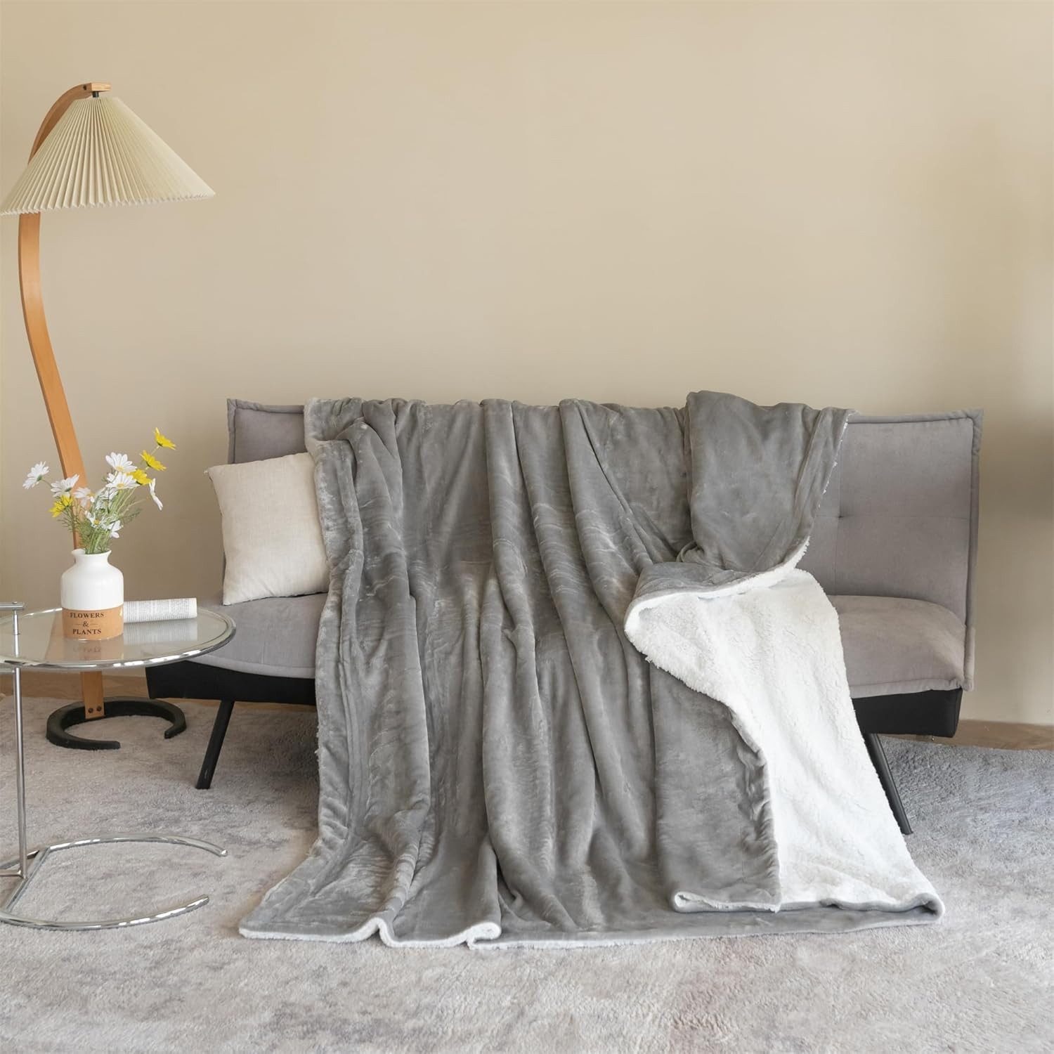 Wohndecke Kuschelige Wohndecke Fleecedecke mit Sherpa-Futter günstig online kaufen