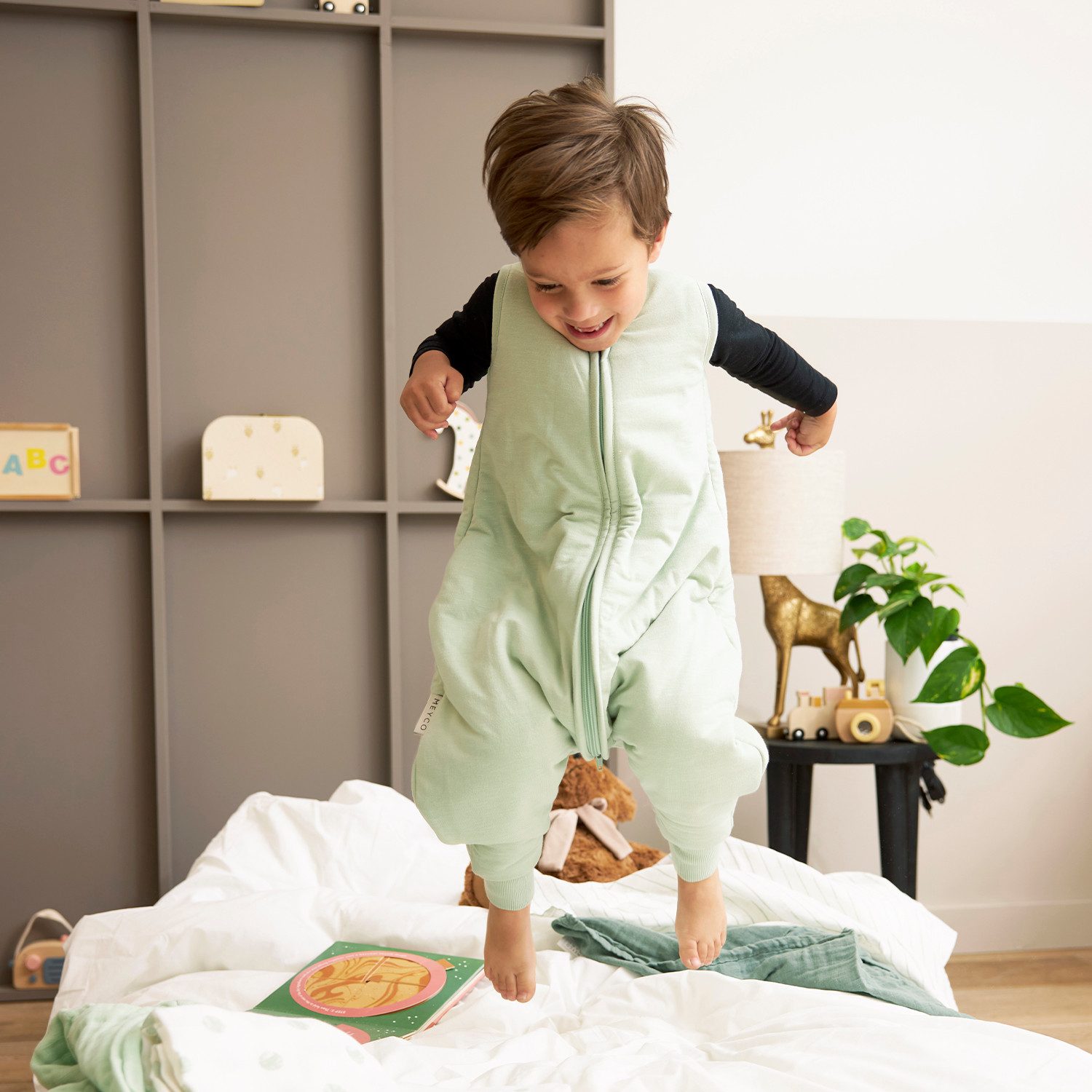 Meyco Baby Babyschlafsack Slub Soft Green (100% Baumwolle, 1 tlg), 80cm – Bild 4 von 5