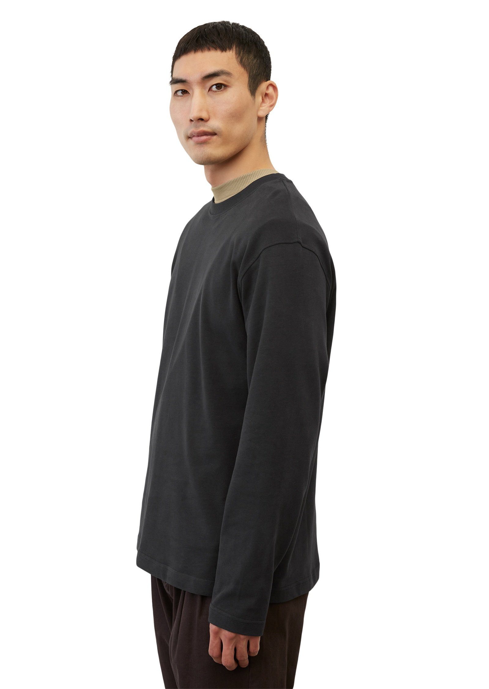 Marc O'Polo Langarmshirt aus softer schwarz Bio-Baumwolle