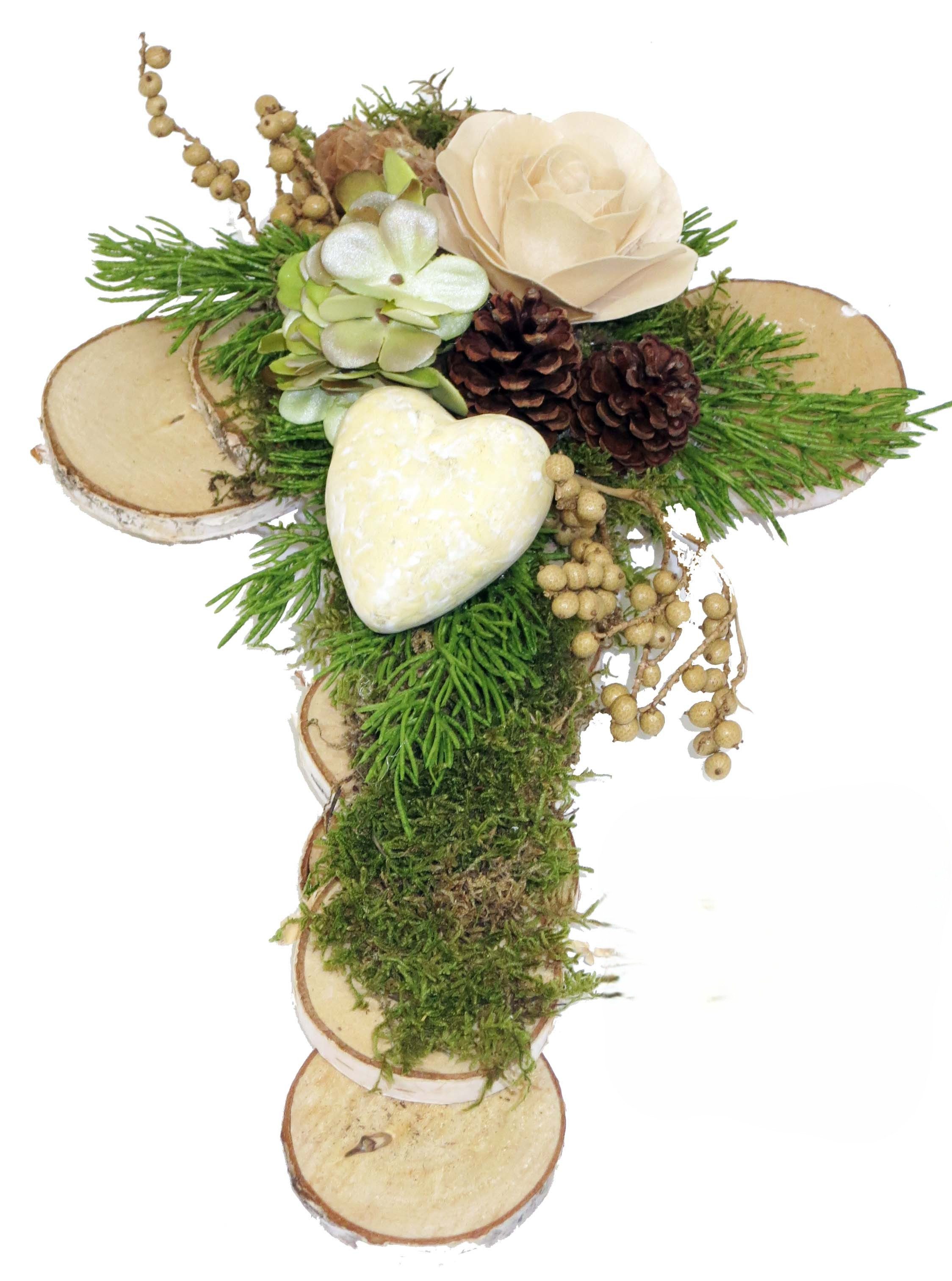 CreaFlor Home Dekokranz Kreuz, Handarbeit, Natur, Motiv: Herz