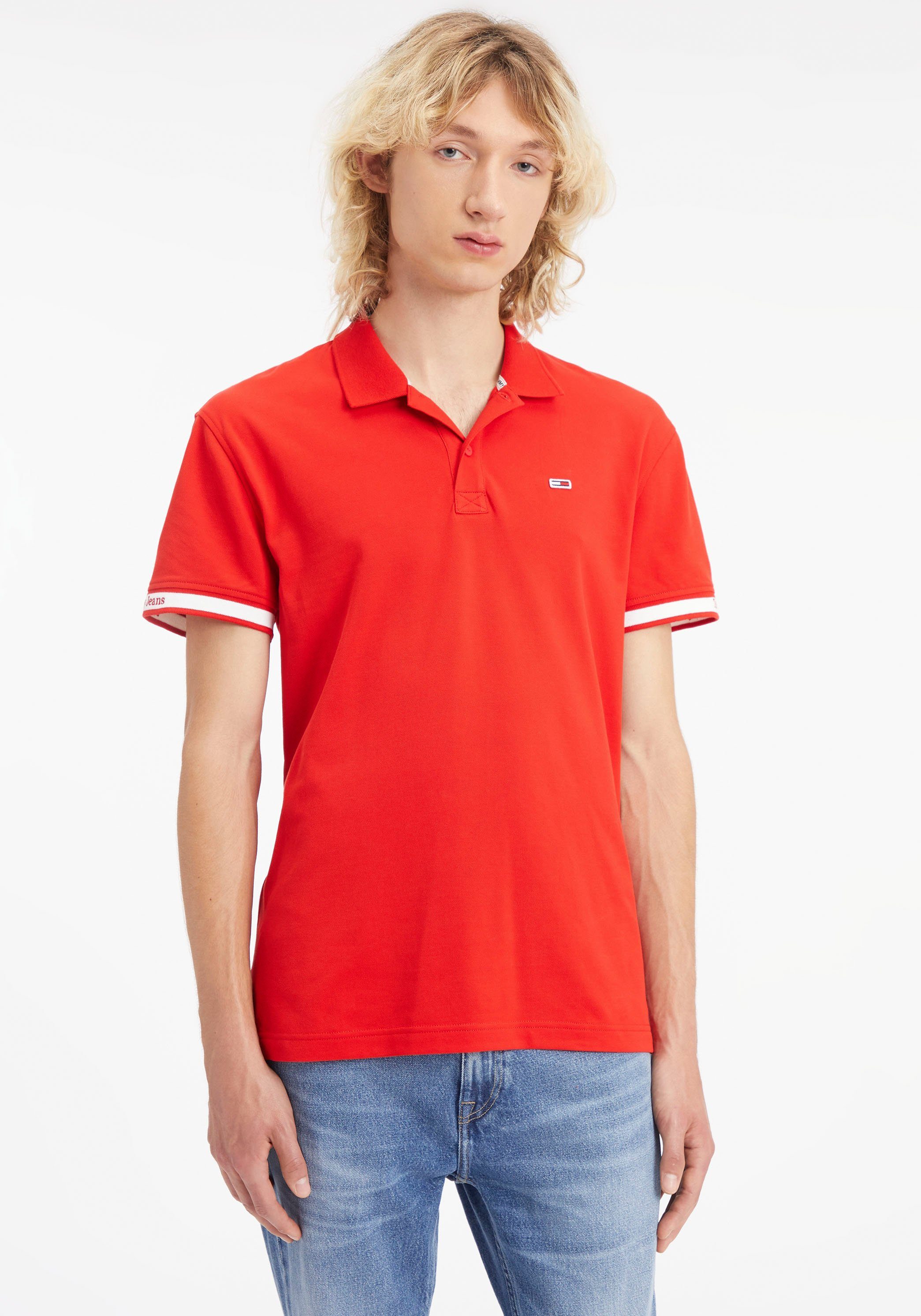 Tommy Jeans Poloshirt TJM CLSC ESSENTIAL POLO mit Logostickerei Deep Crimson