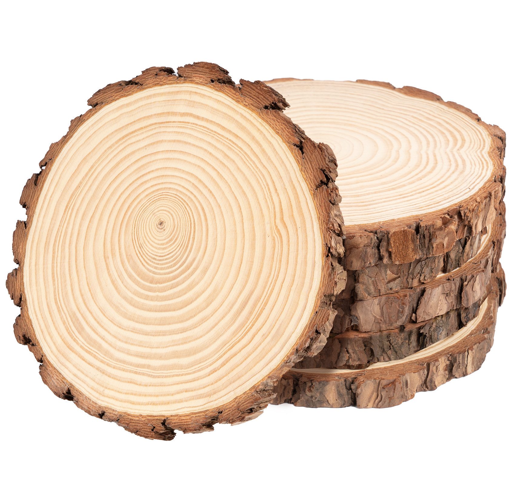 ElitVita Rindenscheiben Holzscheiben Baumscheiben, Ø10-28cm, Holzscheiben zum Basteln, (5-tlg), Runde holzscheiben für DIY Handwerk Hochzeit Weihnachten Dekoration