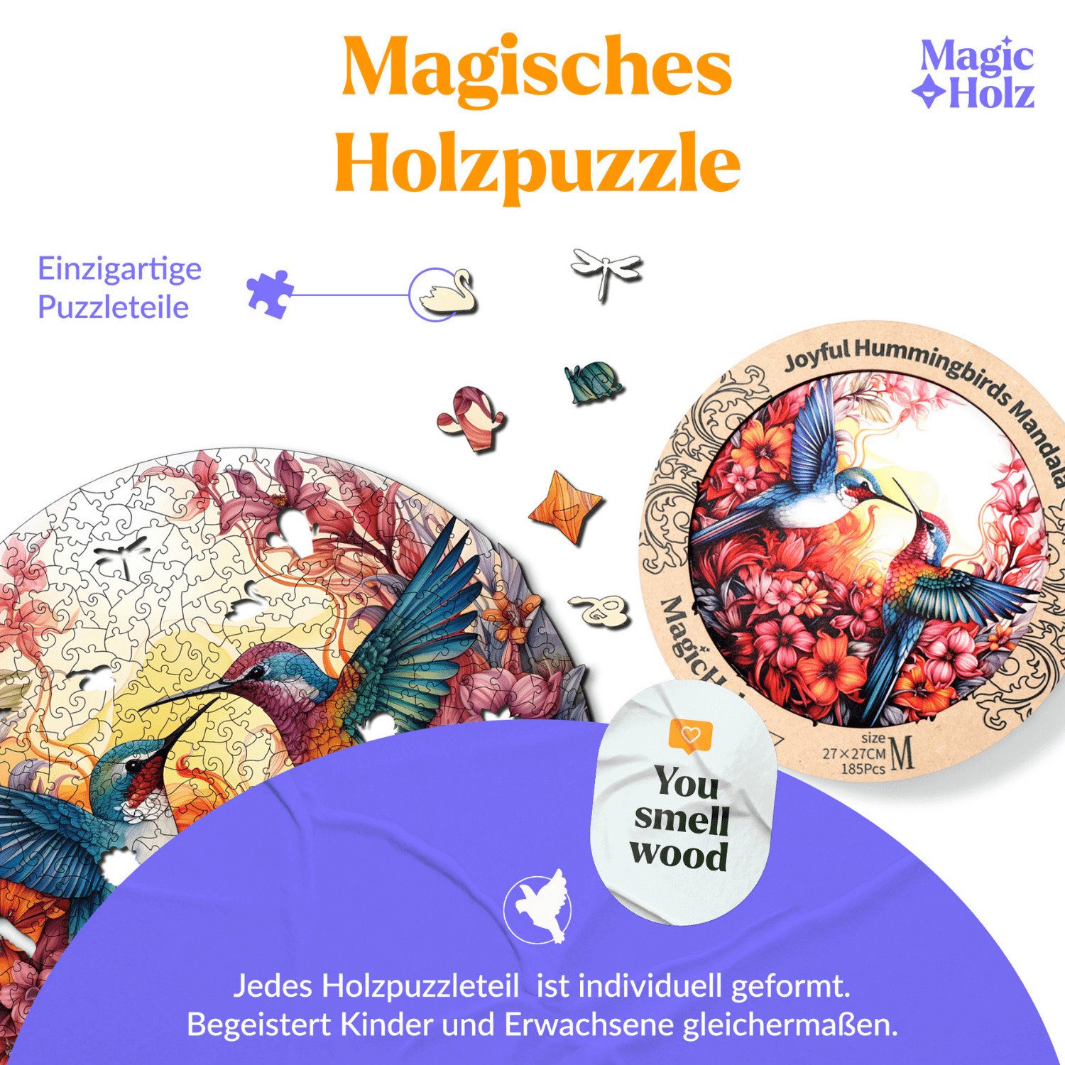 MagicHolz Puzzle MagicHolz Fröhliche Kolibris Mandala günstig online kaufen