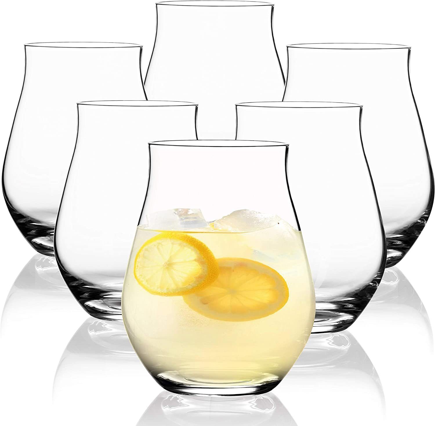 SAHM Gläser-Set Sensorik Wassergläser Set 6 teilig 420ml - Wasserglas, Sensorik Glas, 100% recyclebar