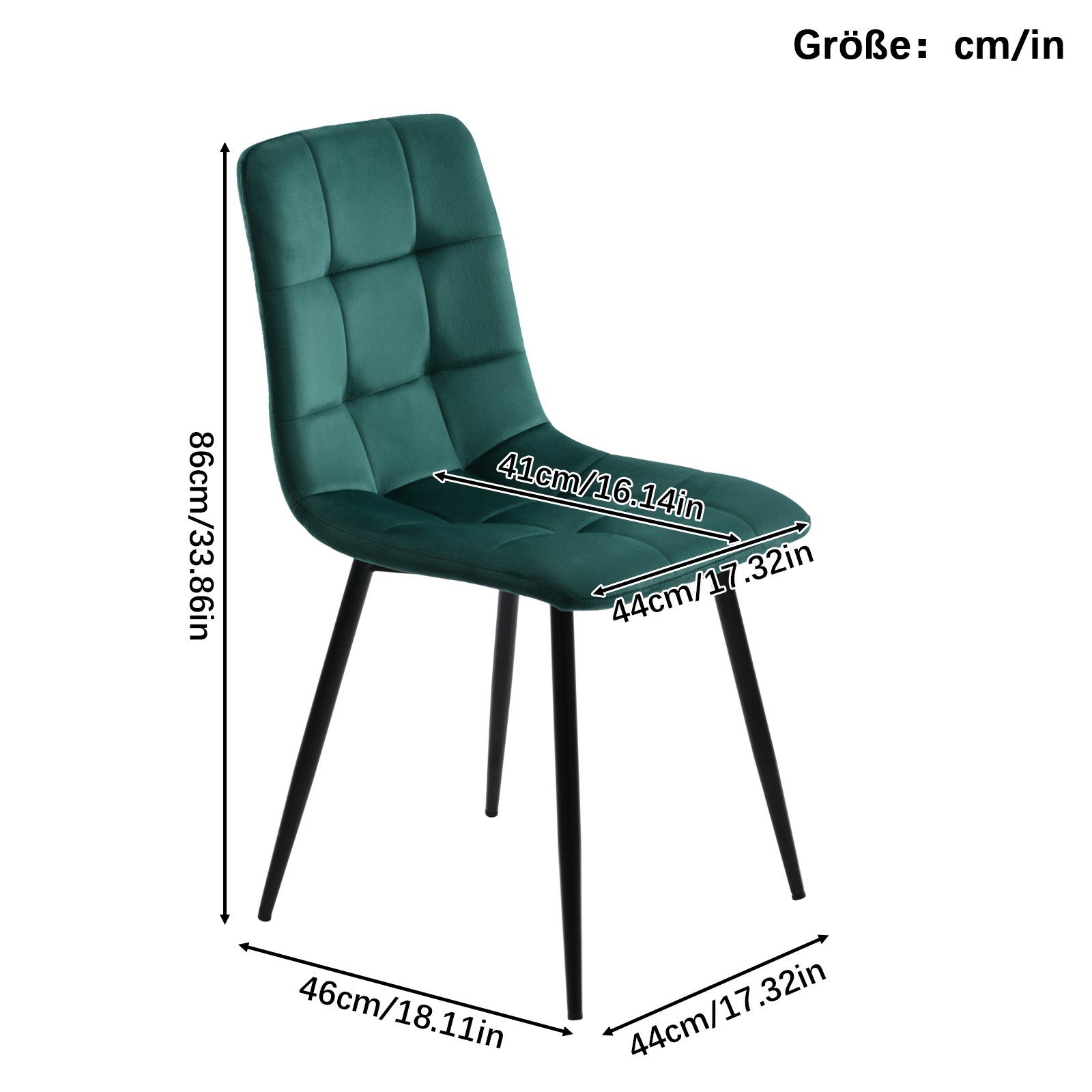Esszimmerstuhl(4 Loungesessel mit für Dunkelgrün Esszimmer, Gestell aus Design Metall Stuhl Samt Rückenlehne,Sitzfläche St),Polsterstuhl SEEZSSA aus Küchenstuhl