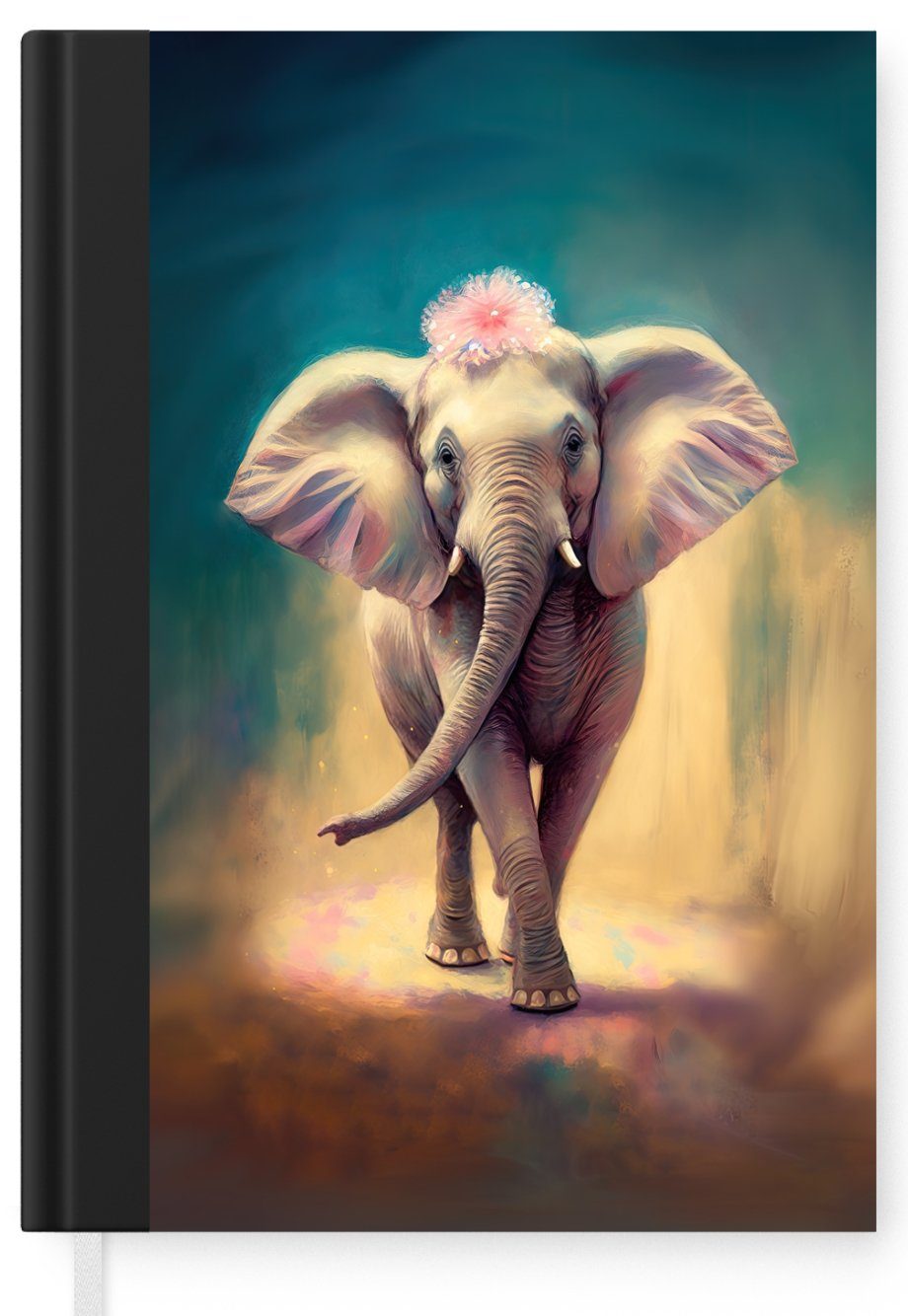 Tiere Journal, Blumen Malen Tagebuch, - Porträt Elefant Haushaltsbuch - 98 Merkzettel, MuchoWow Kinder, Notizbuch Seiten, - - - A5, Notizheft,