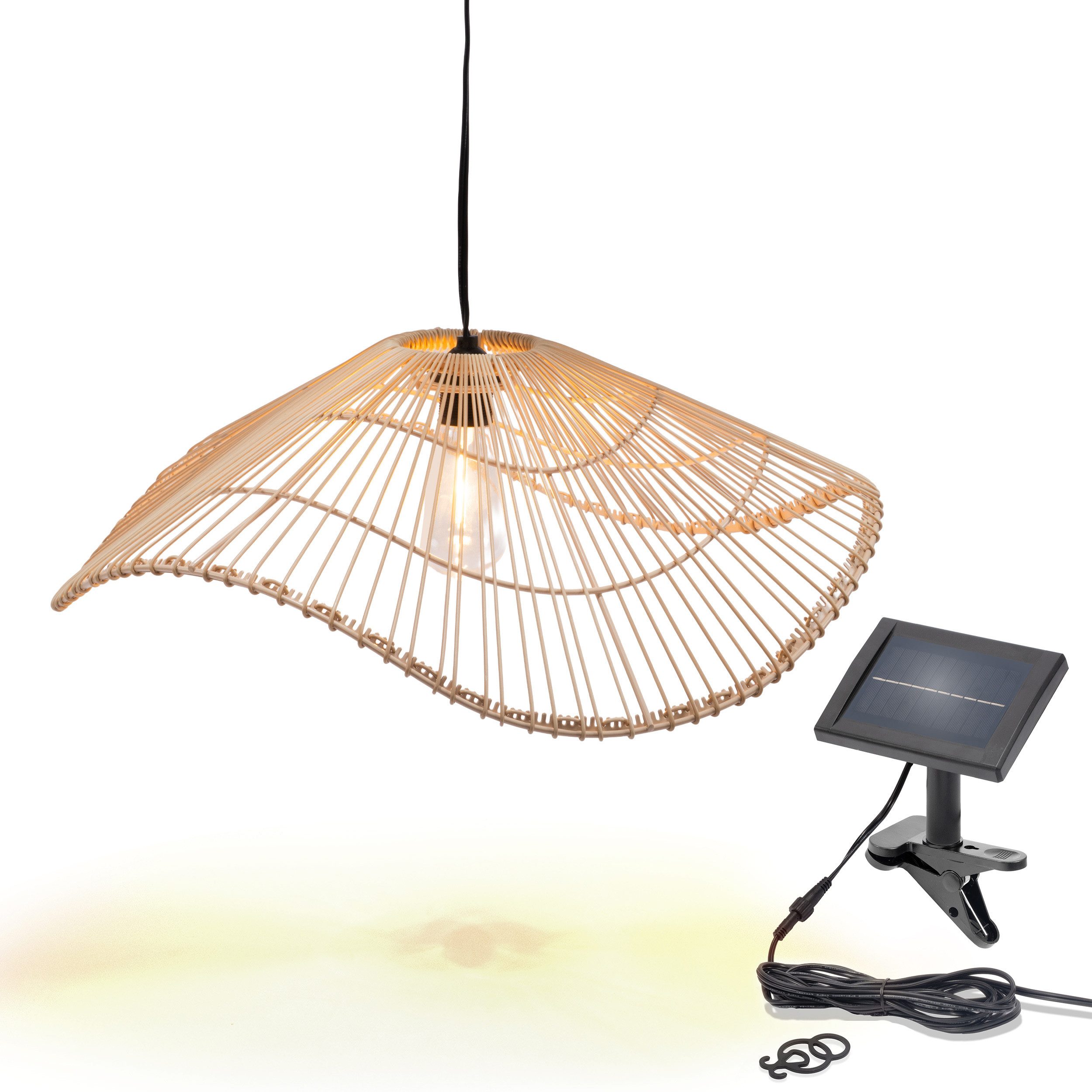 esotec LED-Hängeleuchte Solar Hängeleuchte Butterfly 55x19cm warmweiß Akku IP44 102284, LED fest integriert, warmweiß, solarbetriebene Hängeleuchte