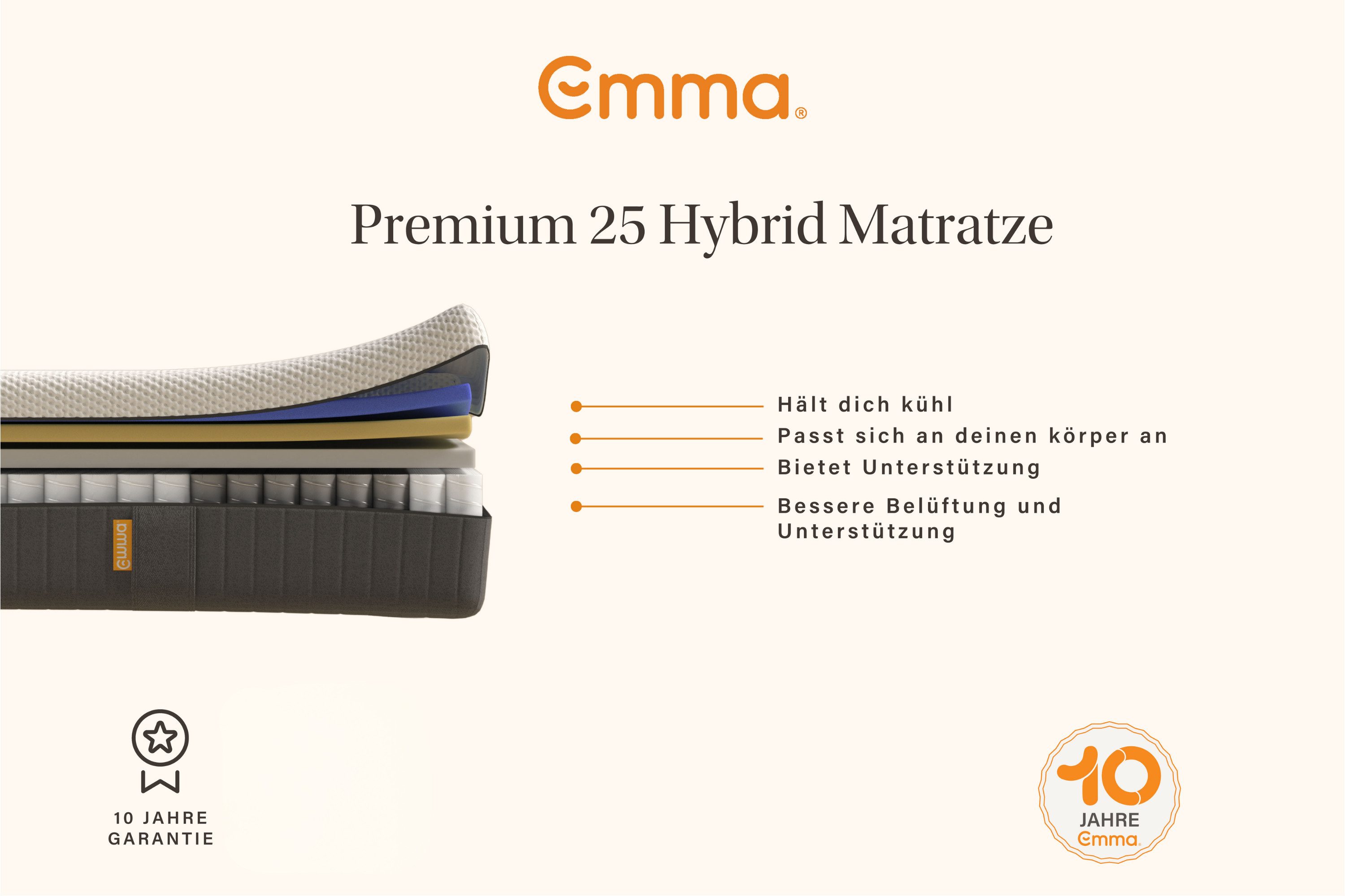 Taschenfederkernmatratze Emma 25 Hybrid, Emma, 25 cm hoch, (1-tlg)