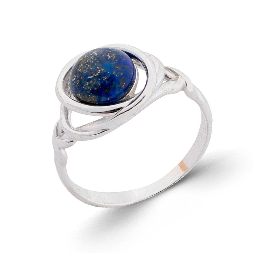 S&A Jewellery Design Silberring Damenring aus 925 Silber mit blauem Lapislazuli (Set, 1-tlg), 925 Sterling Silber Silberschmuck für Damen