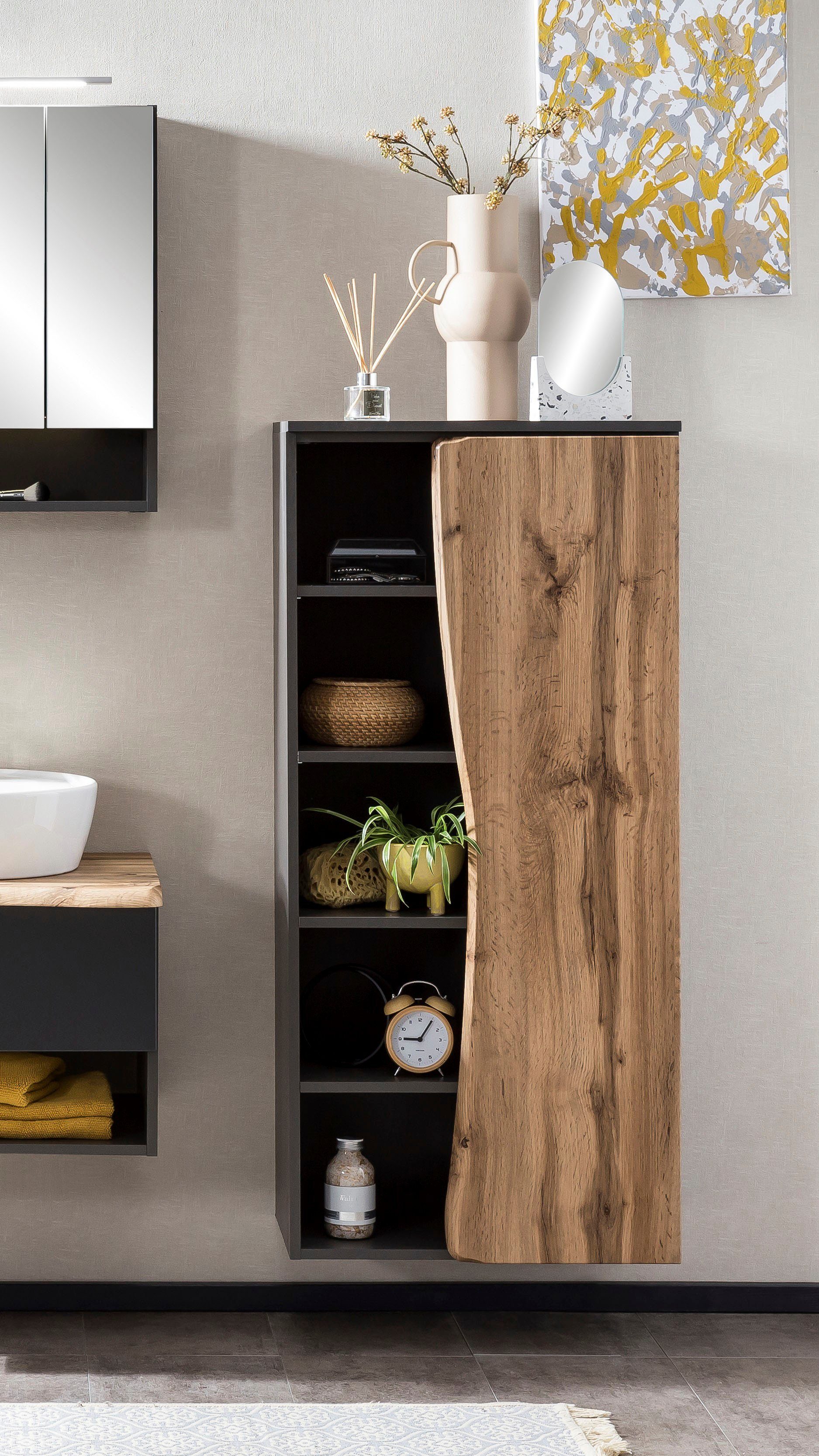 welltime Midischrank "Stubach" Tür mit Baumkante günstig online kaufen