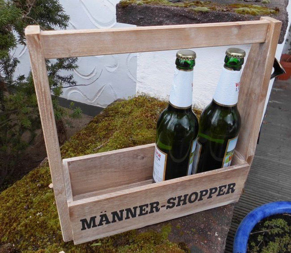 Deko-Impression Holzkiste Männershopper Bierkasten Flaschenträger Weinregal  m. Öffner Holz (1 St)