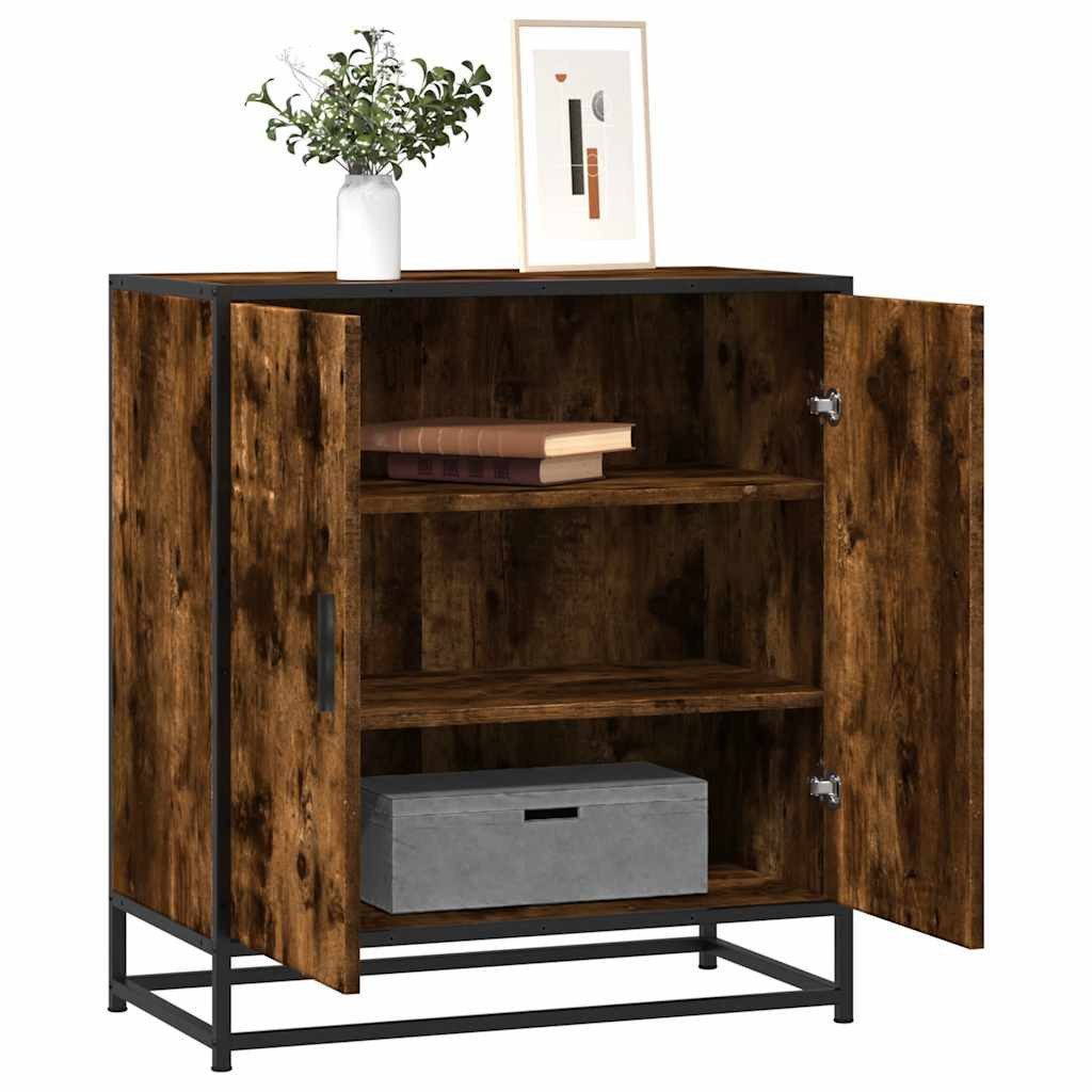 vidaXL Sideboard Sideboard Räuchereiche 68x35x76 cm Holzwerkstoff und Metall (1 St) – Bild 2 von 5