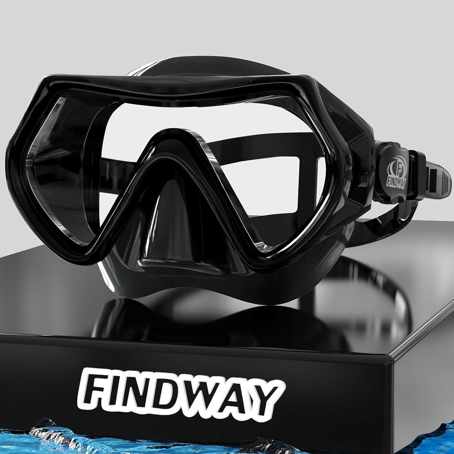 Tauchermaske Taucherbrille Erwachsene Tauchermaske Schnorchelmaske HD Glas Schwarz