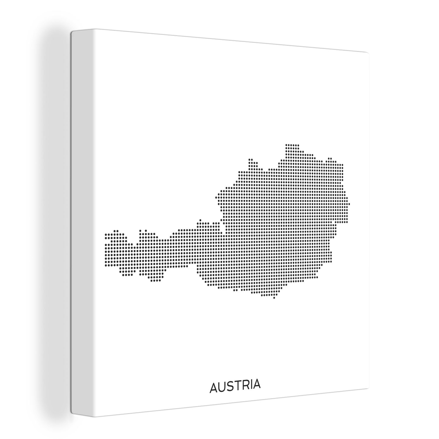 OneMillionCanvasses® Leinwandbild Illustration von Österreich in Punkten,  (1 St), Leinwand Bilder für Wohnzimmer Schlafzimmer