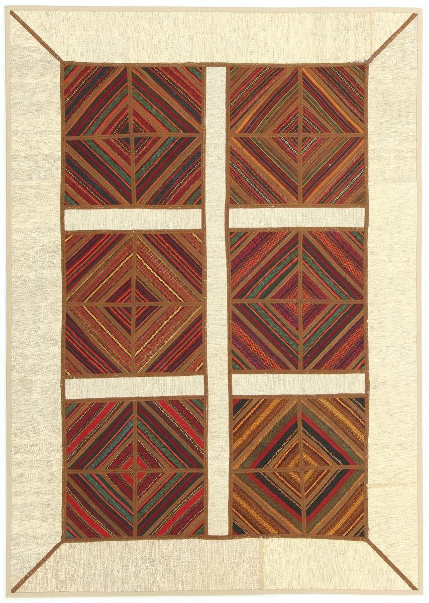 Orientteppich Kelim Patchwork 134x187 Handgewebter Orientteppich / Perserteppich, Nain Trading, rechteckig, Höhe: 4 mm