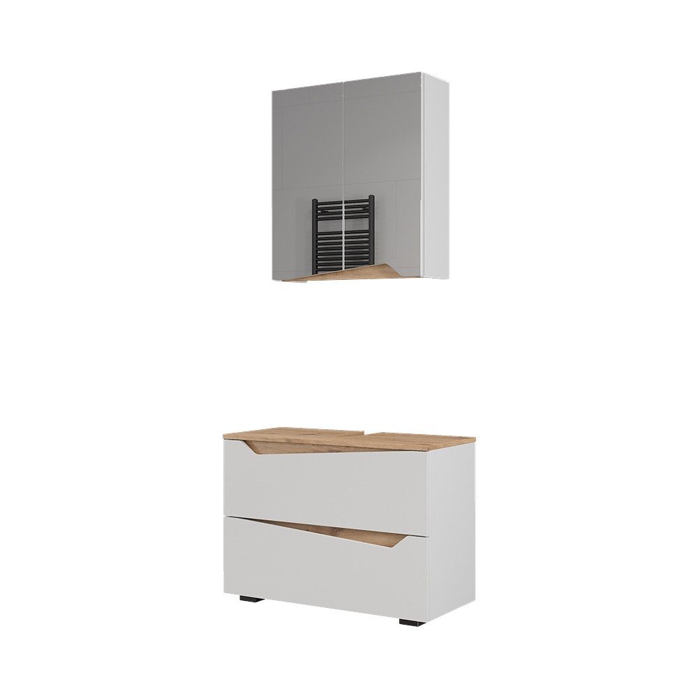 Vicco Badmöbel-Set Marelle, Weiß/Artisan, 2 Teile, günstig online kaufen