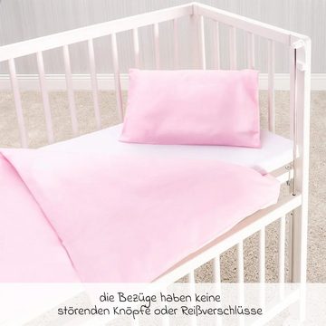Kinderbettwäsche Uni Rosa, Makian, Baumwolle, Kinderbettwäsche 80x80 cm / 35x40 cm Deckenbezug, Kissenbezug