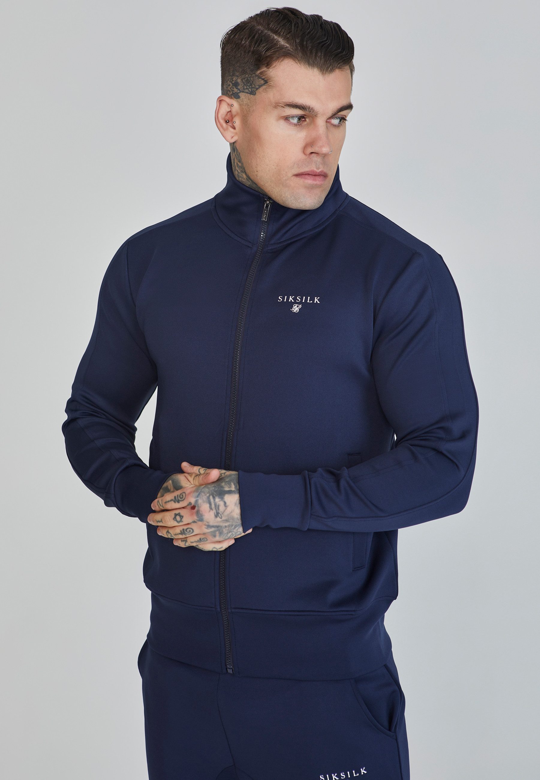 Siksilk Sweatjacke SikSilk Herren Marineblaue Essentials Poly Trainingsjacke