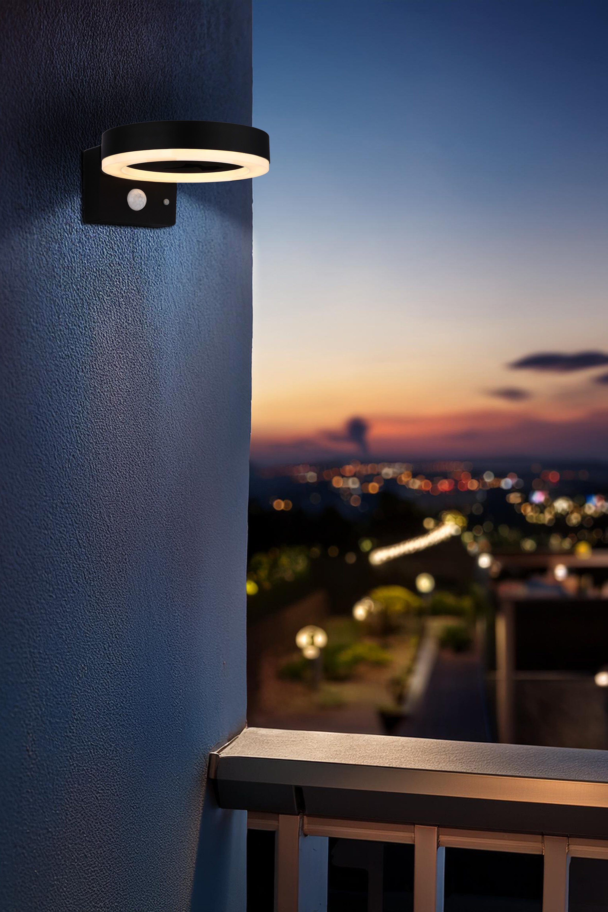 GLOBO LIGHTING LED Solarleuchte SOLARLEUCHTE KUNSTSTOFF SCHWARZ MATT, 1XLED, LED fest integriert, Warmweiß, Solar Garten Terrasse Außenbeleuchtung Funktionsleuchte Außenbereich