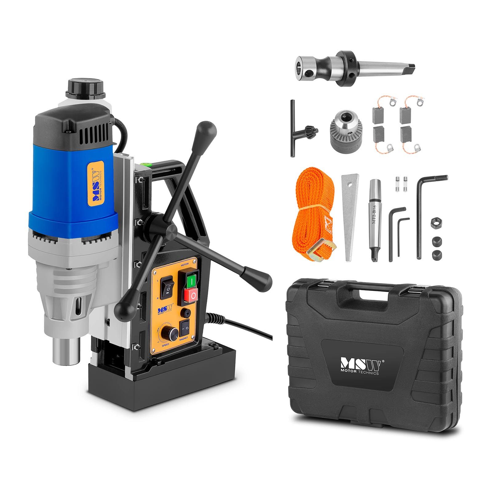 MSW Kernbohrmaschine 1680W Magnetbohrmaschine Weldon-Schaft 19mm Tragekoffer, 230 V, verschiedene Produktvarianten