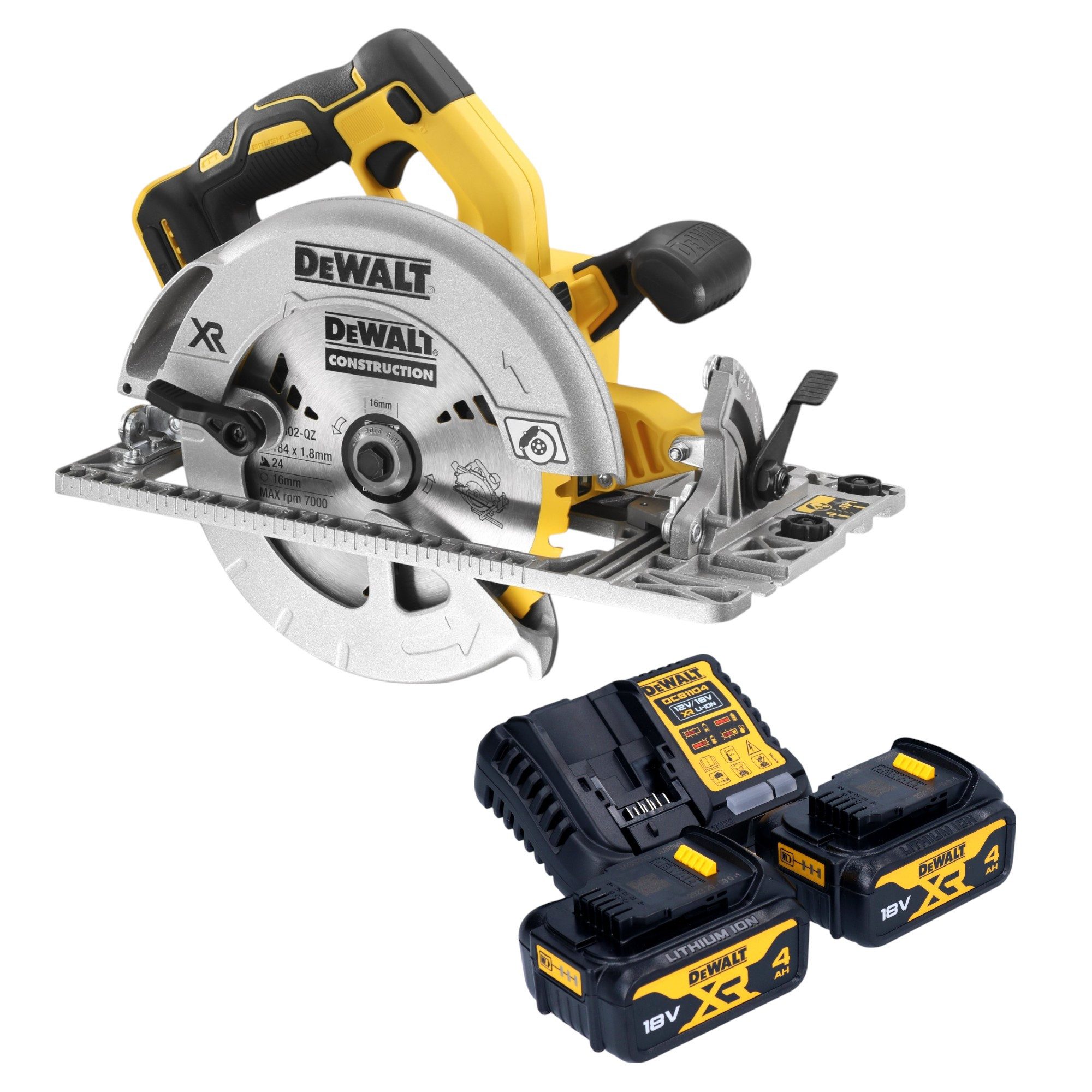 DeWalt Kompakt-Handkreissäge DCS 572 M2 Akku Handkreissäge 18 V 184 mm+ 2x Akku 4,0 Ah + Ladegerät