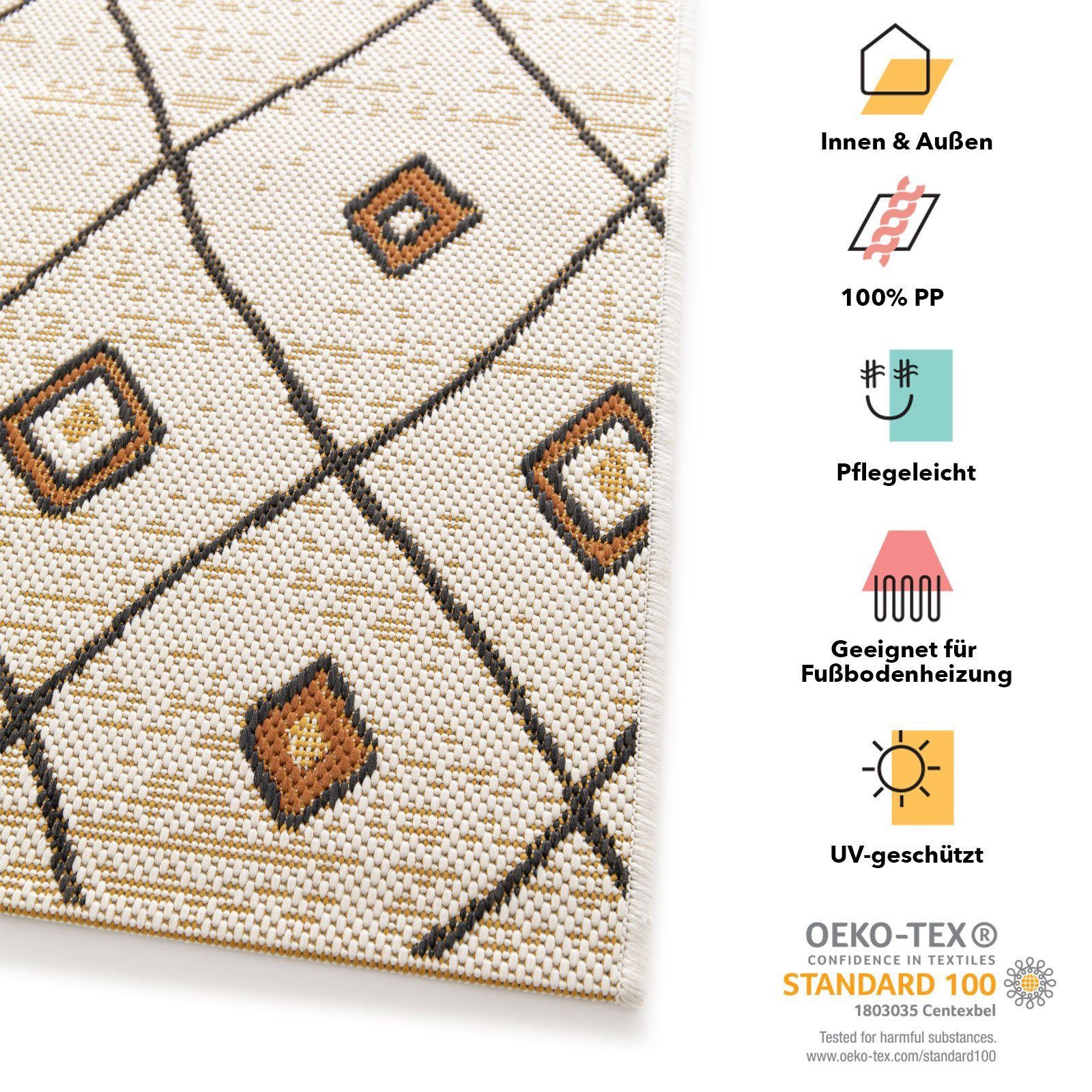 Teppich Berber, Erhältlich in 2 & Karat, Größen, Farben pflegeleicht, Creme 7 Wohnteppich, Rechteckig, 4 Höhe: mm, Wohnzimmer