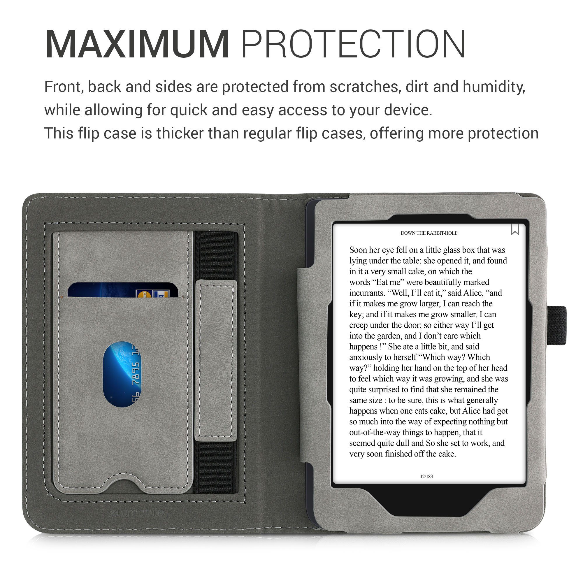 kwmobile E-Reader-Hülle Schutzhülle für Tolino Shine 3, Handschlaufe - Cover Herz Brush Design