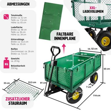 tectake Bollerwagen Bollerwagen mit Ablage max. 550kg, Überdachung