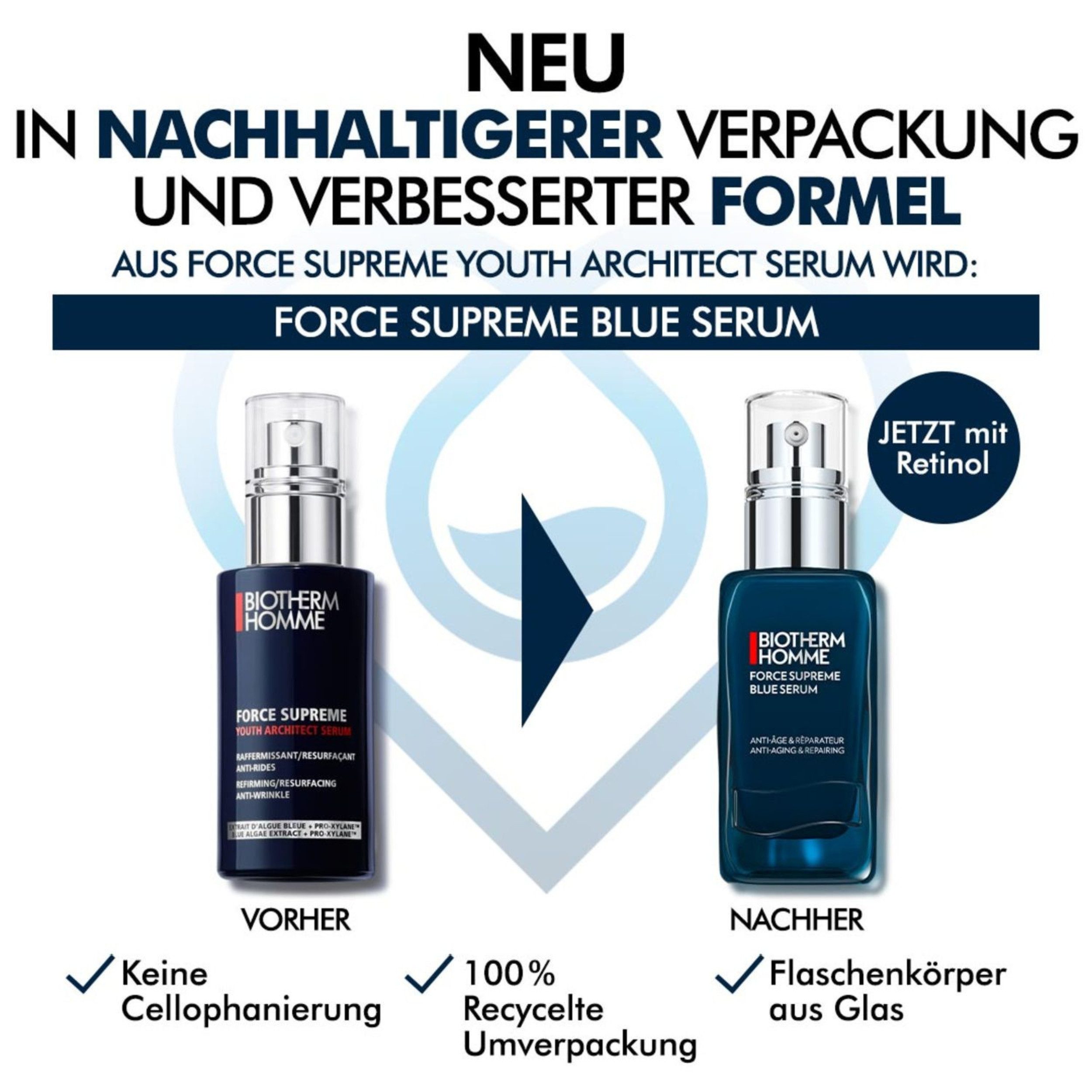 BIOTHERM Anti-Falten-Serum Force Supreme Youth Architect 2×50 ml Duo, für festere, glatter wirkende Männerhaut