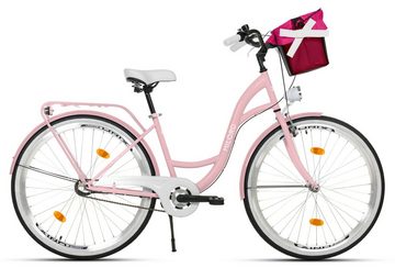 MILORD BIKES Cityrad Milord City Fahrrad Korb Damenfahrrad, 28/26 Zoll, Rosa, 3-Gang, 3 Gang