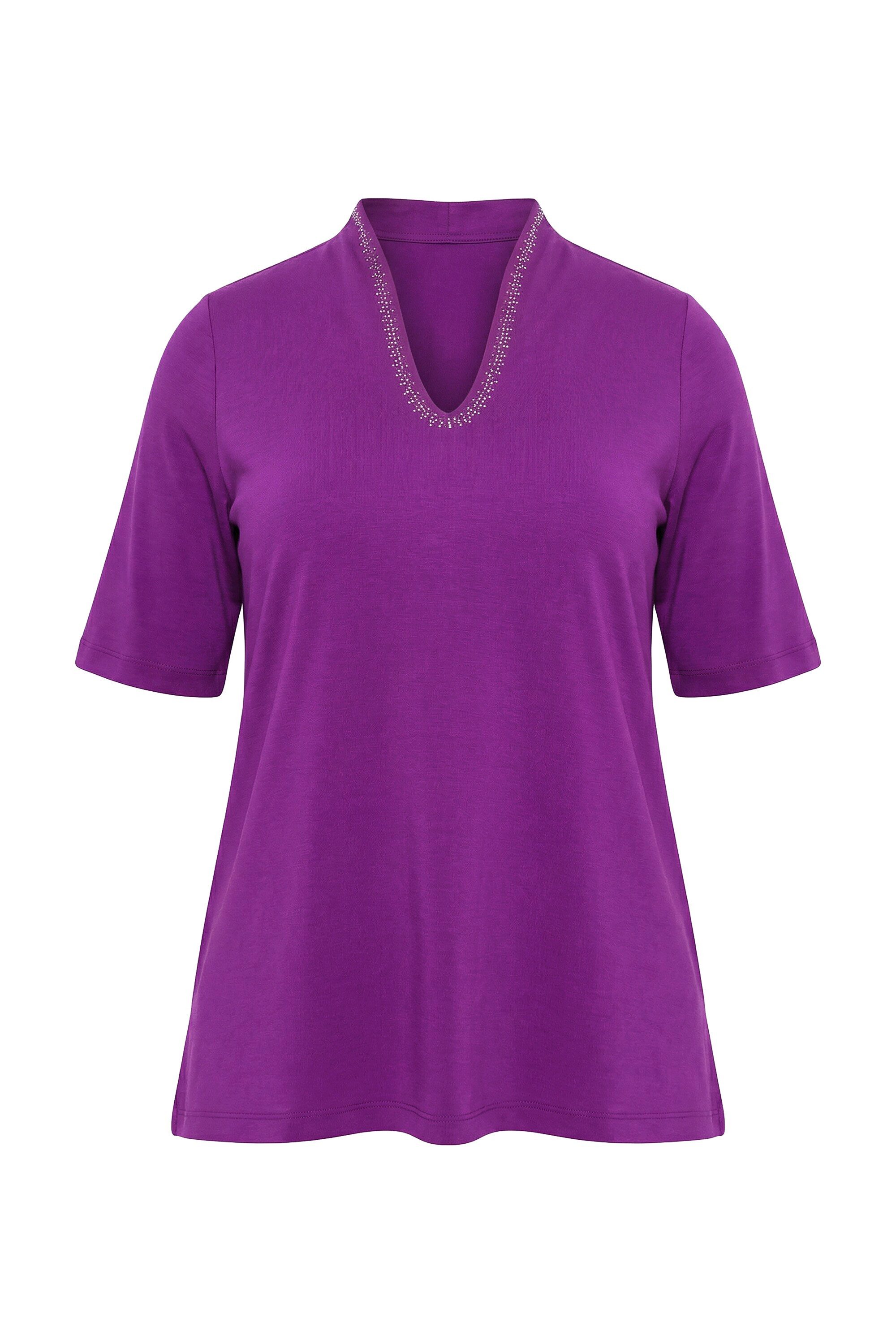 Ulla Popken T-Shirt Shirt A-Linie Kelchkragen Halbarm Pima Cotton