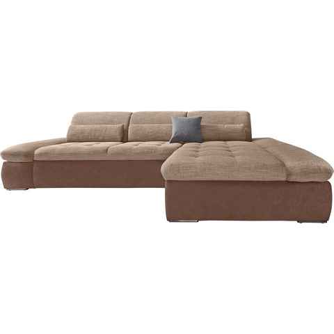 DOMO collection Ecksofa Aldo L-Form, mit Recamiere, wahlweise mit Bettfunktion