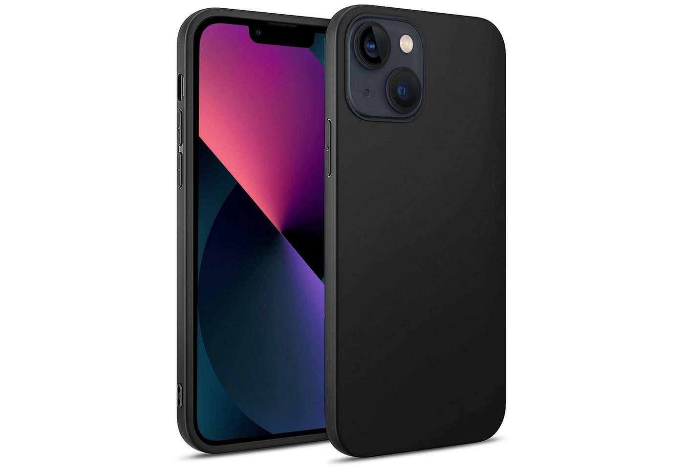CoolGadget Handyhülle Handy Schutzhülle für Apple iPhone 13 matt schwarz 6,1 Zoll, Silikon TPU Hülle Schutz Tasche Cover schlicht Slim Case