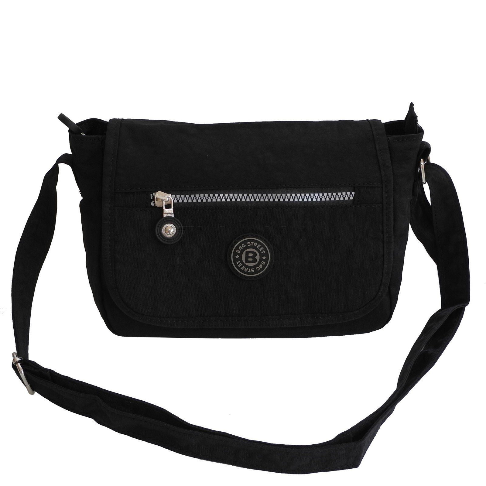 BAG STREET Umhängetasche Bag Street - Crinkle Damen Umhängetasche Stofftasche Handtasche Auswah Schwarz