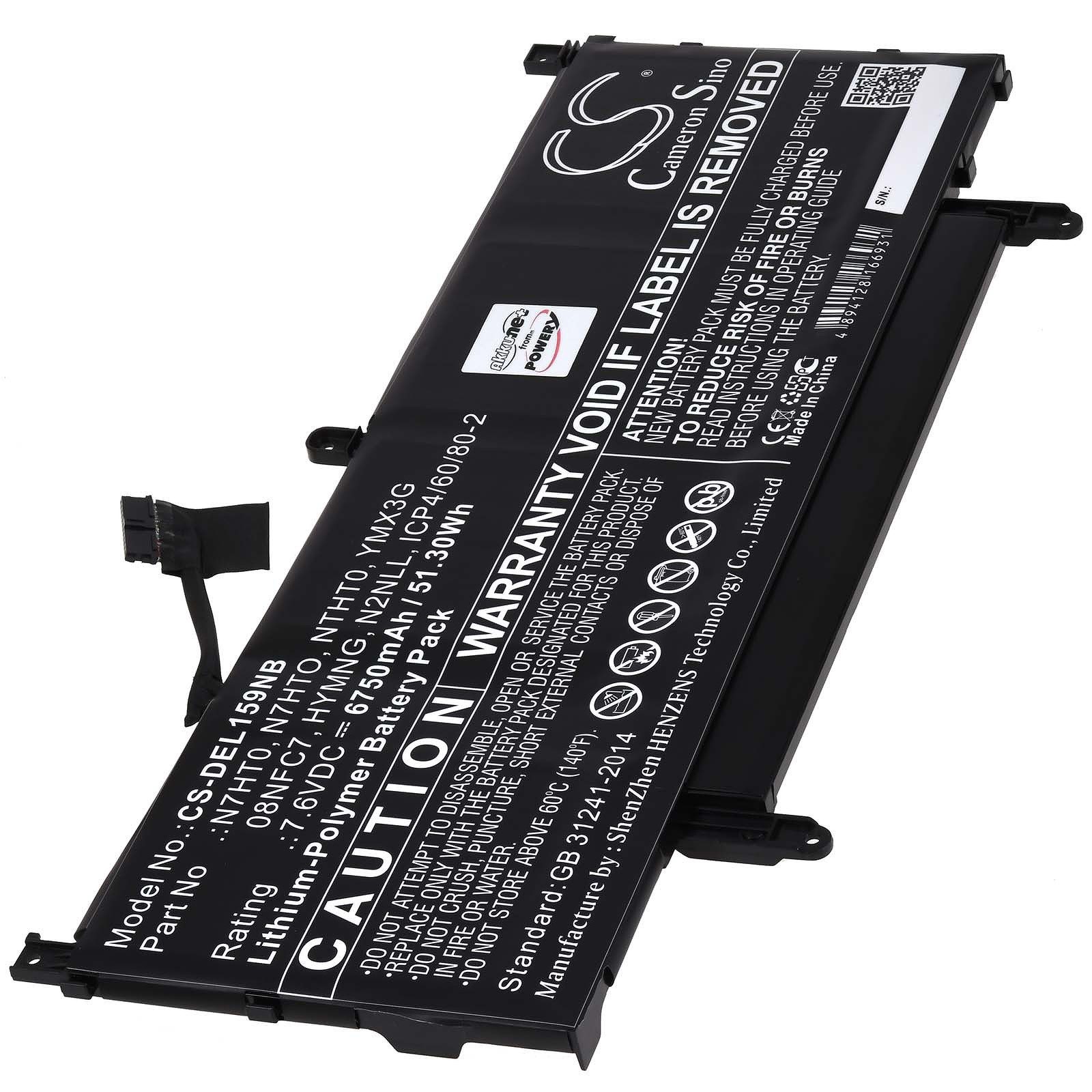 Powery Akku für Dell Latitude 15 9520 W4H7T Laptop-Akku 6750 mAh (7.6 V)