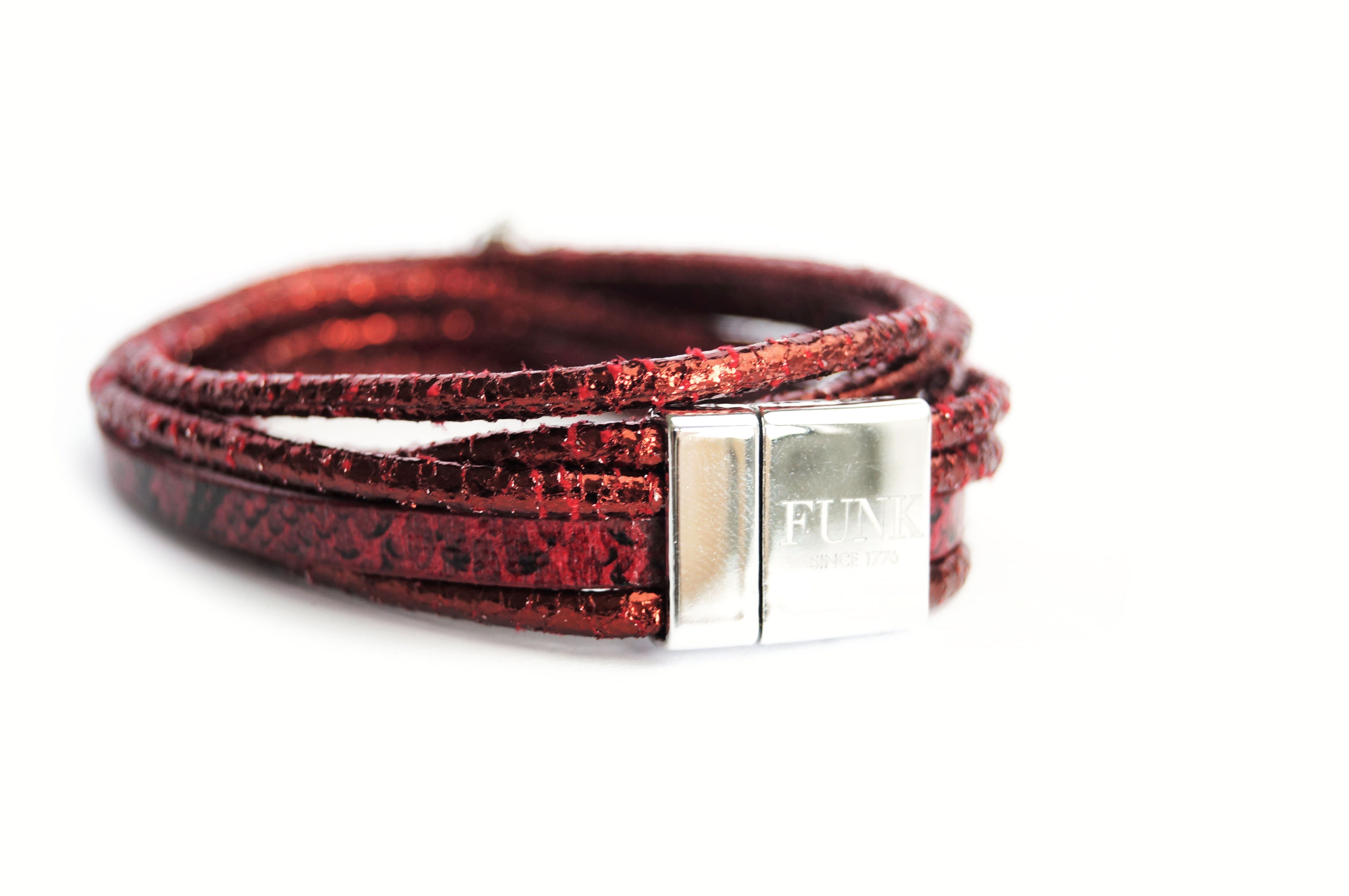 FUNK since 1776 Wickelarmband Red Look Doppel-Wickelarmband, mit Magnetverschluss