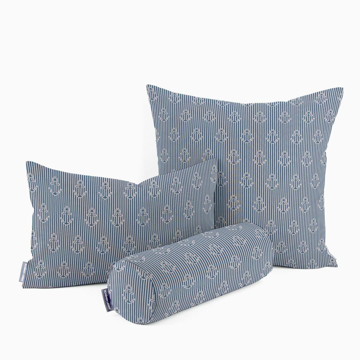 Dekokissen SCHÖNER LEBEN. Kissenhülle Iconic Anchor Stripe Anker Streifen blau w