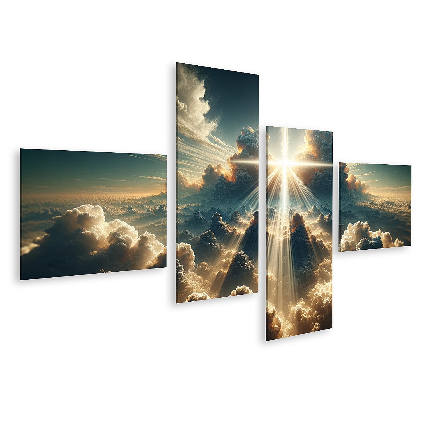 islandburner Leinwandbild Ruhige Jesus Christus Figur traditionell Kreuz Sonnenstrahl-Durchbruch