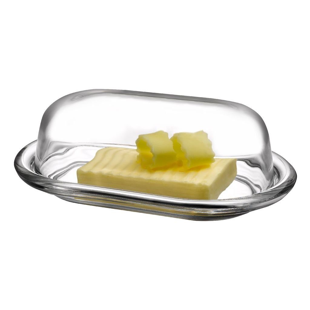 Pasabahce Butterdose Basic, Butterdose 2 teilig), aus 1-tlg., Hartglas Glas, (Packung, Basic