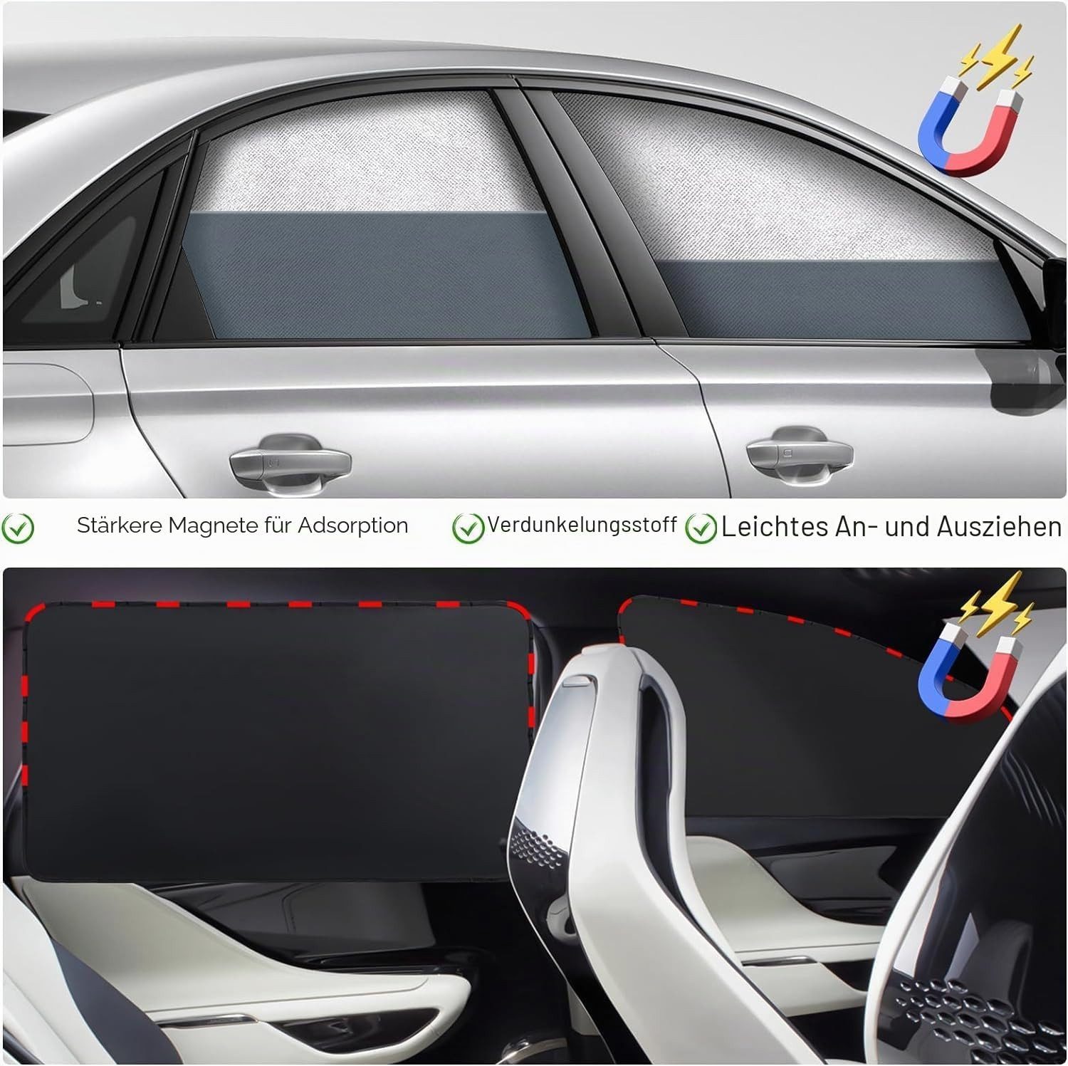 FELIXLEO Autosonnenschutz Sonnenschutz Auto Seitenscheibe, Magnetisch Sichtschutz Vorhang – Bild 5 von 5