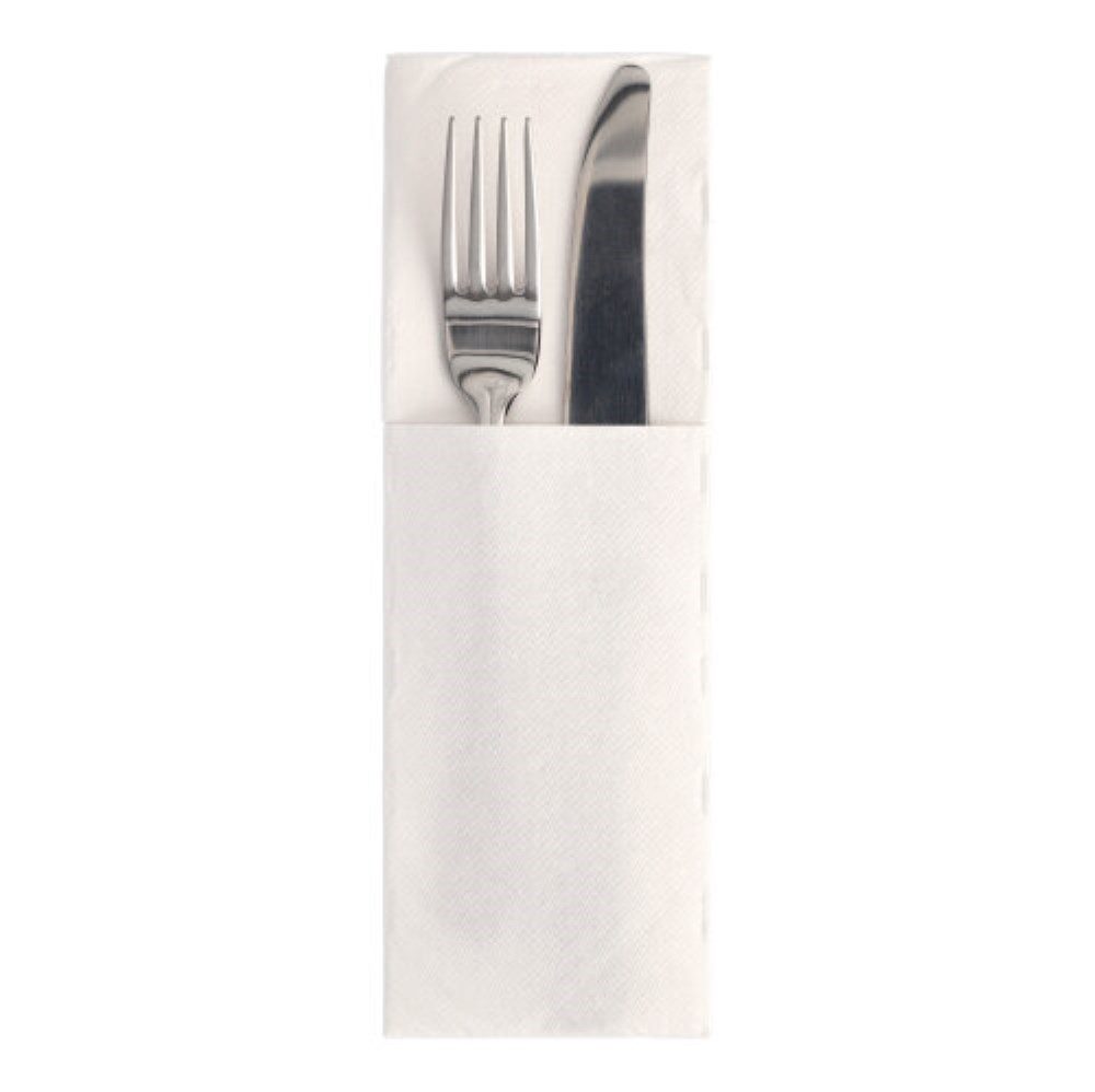 PAPSTAR Papierserviette 50 Servietten "ROYAL Collection" 48 cm x 30 cm weiss mit Besteckfalz