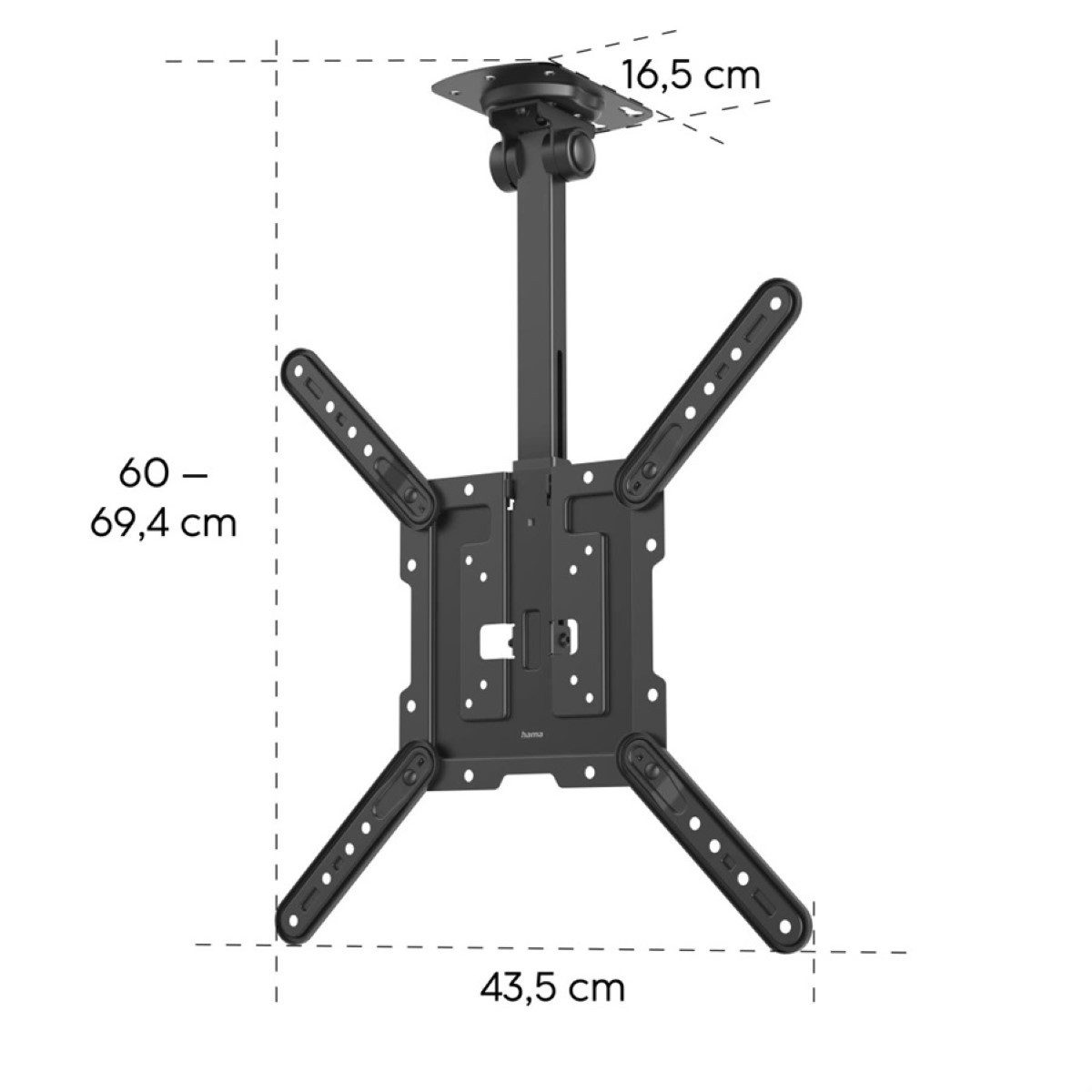 Hama TV-Ständer TV Deckenhalterung 32" bis 65" Deckenhalter, (bis 65 Zoll, TV Halterung Halter für Decke Dachschräge Schrank Küche Unterschrank)