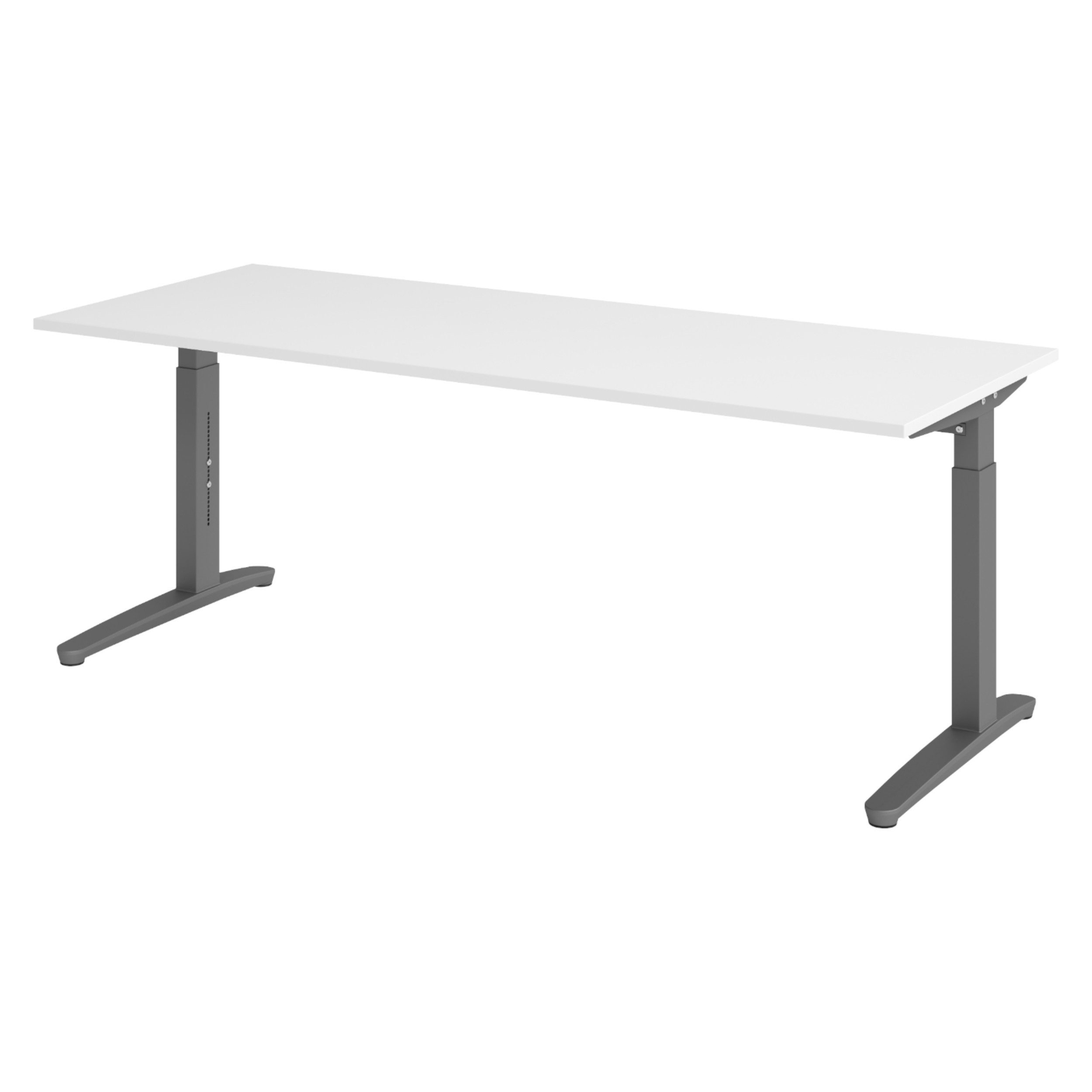 bümö Schreibtisch XB-Serie, Rechteck: 200 x 80 cm - Dekor: Weiß - Gestell: Graphit