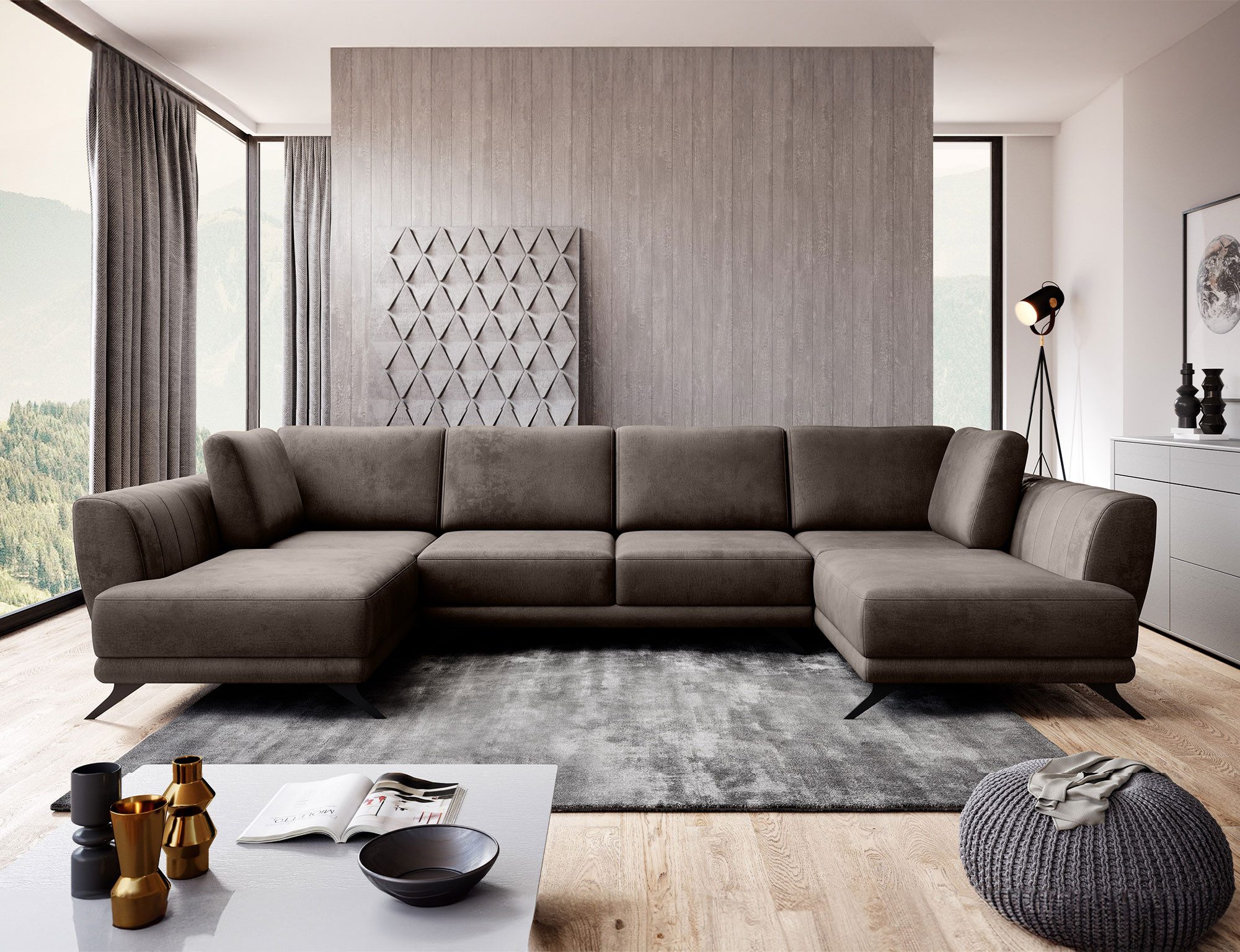 Myhomelando Wohnlandschaft Larco, Nube-Stoff, mit Schlaffunktion, Bettkasten und kratzfesten Nube-Stoff
