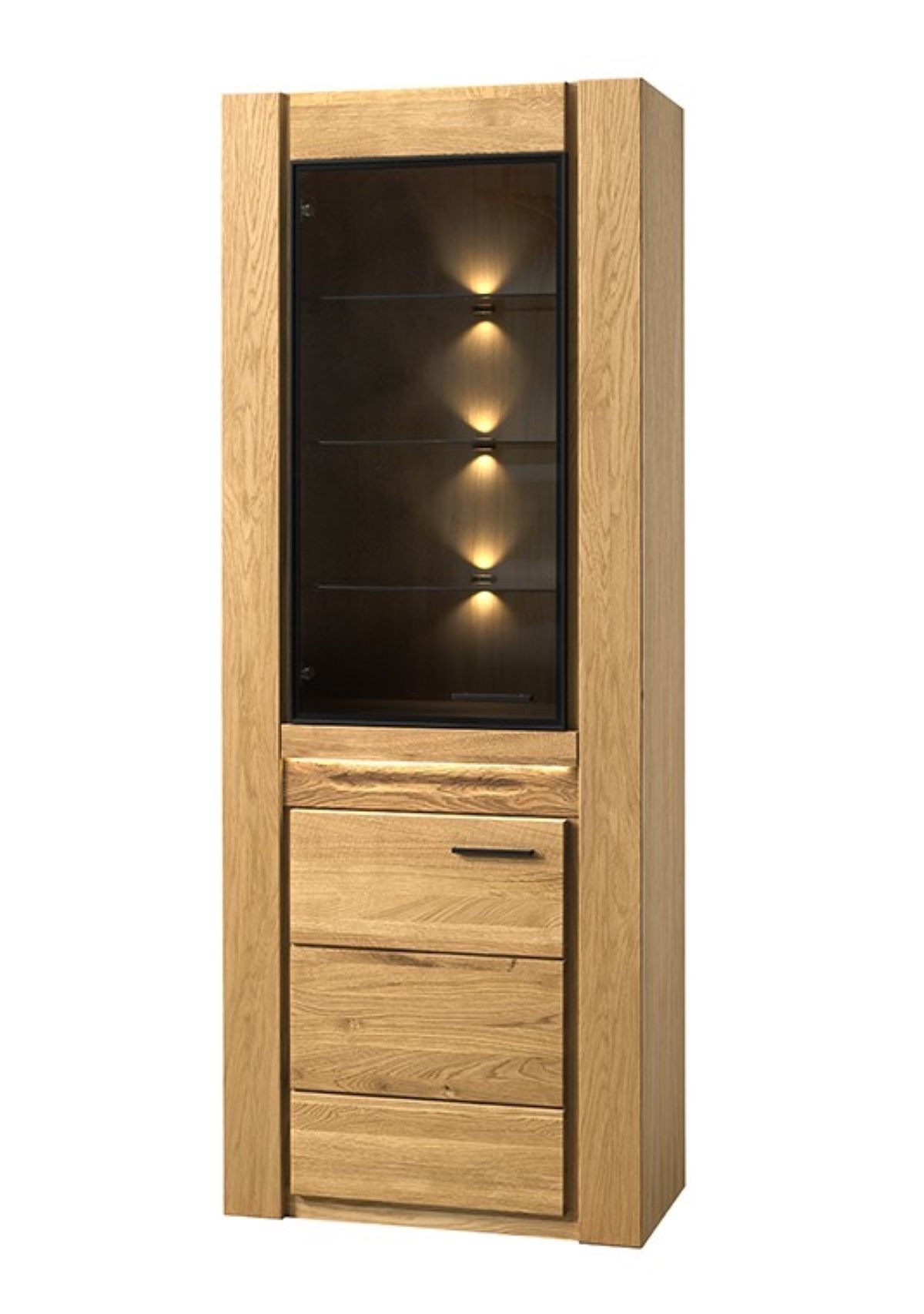 99rooms Vitrine Vittorio (Standvitrine, Wohnmöbel) Modern Design, mit LED-Beleuchtung, Soft-Close, aus Massivholz