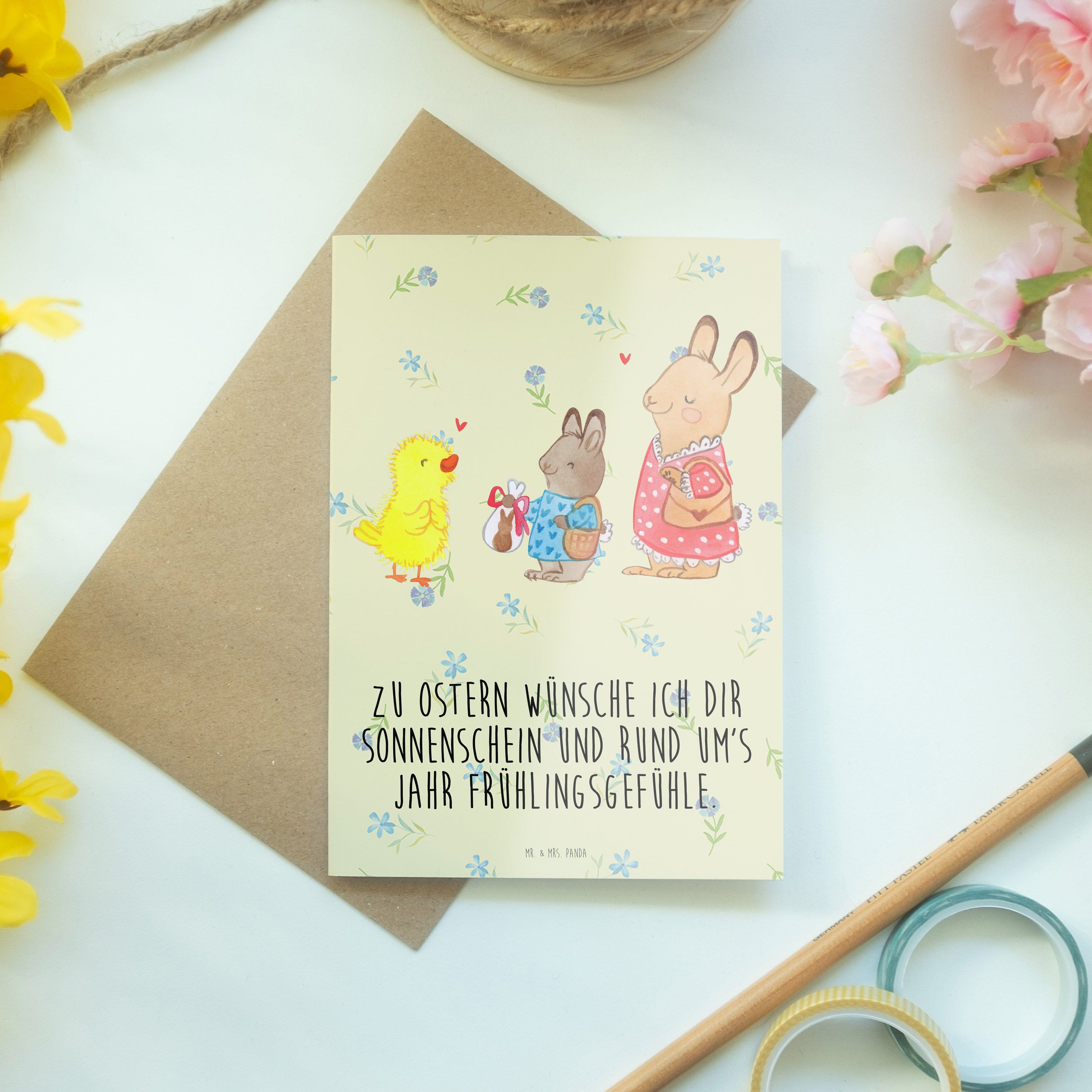 Panda - - Osterdeko, Blumig Ostern Glückwunschkarte, Geschenke Mr. Grußkarte Ostergrüße & Mrs.