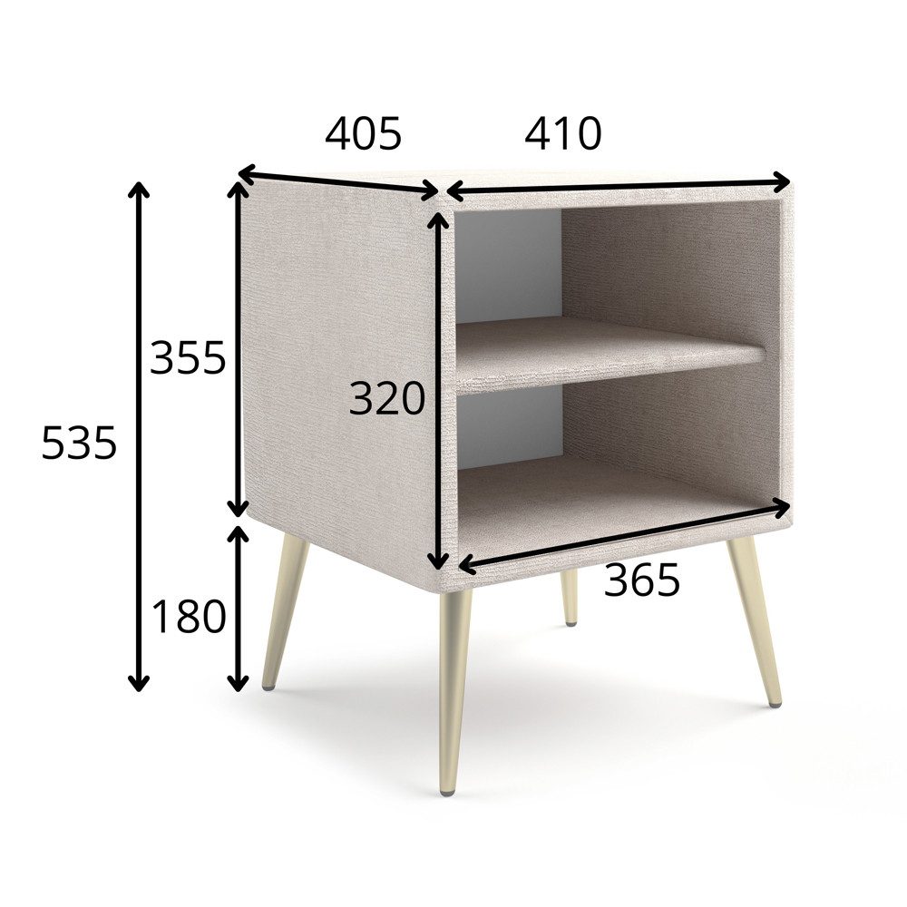 Lomadox Nachtschrank BERNALDA-166 Beige, modernes Design mit Stoffbezug