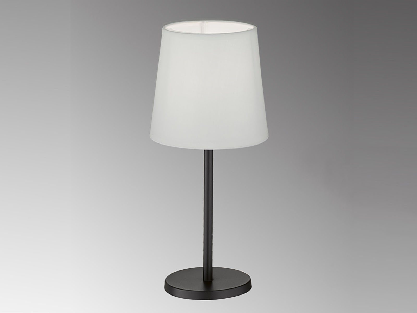 FHL easy! LED Nachttischlampe, LED wechselbar, Warmweiß, kleine Design-klassiker Schwarz mit Stoff Lampenschirm Weiß, Höhe 30cm Schwarz-Weiß