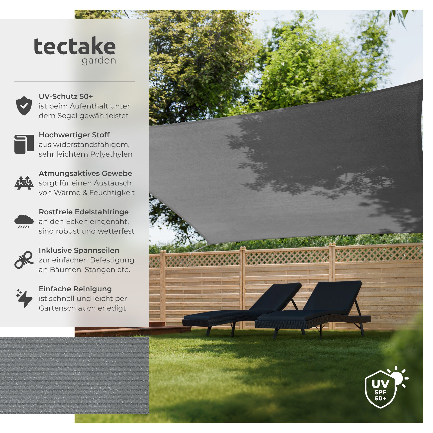 tectake Sonnensegel, (Set, 5,4 x 5,4 günstig online kaufen